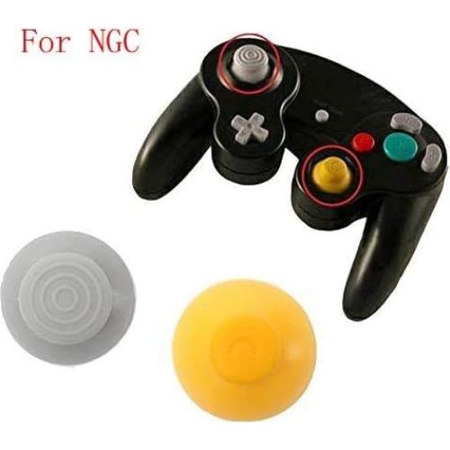 2 Tapas de Pulgar para Joystick Analógico NGC Gamecube Amarillo y Gris