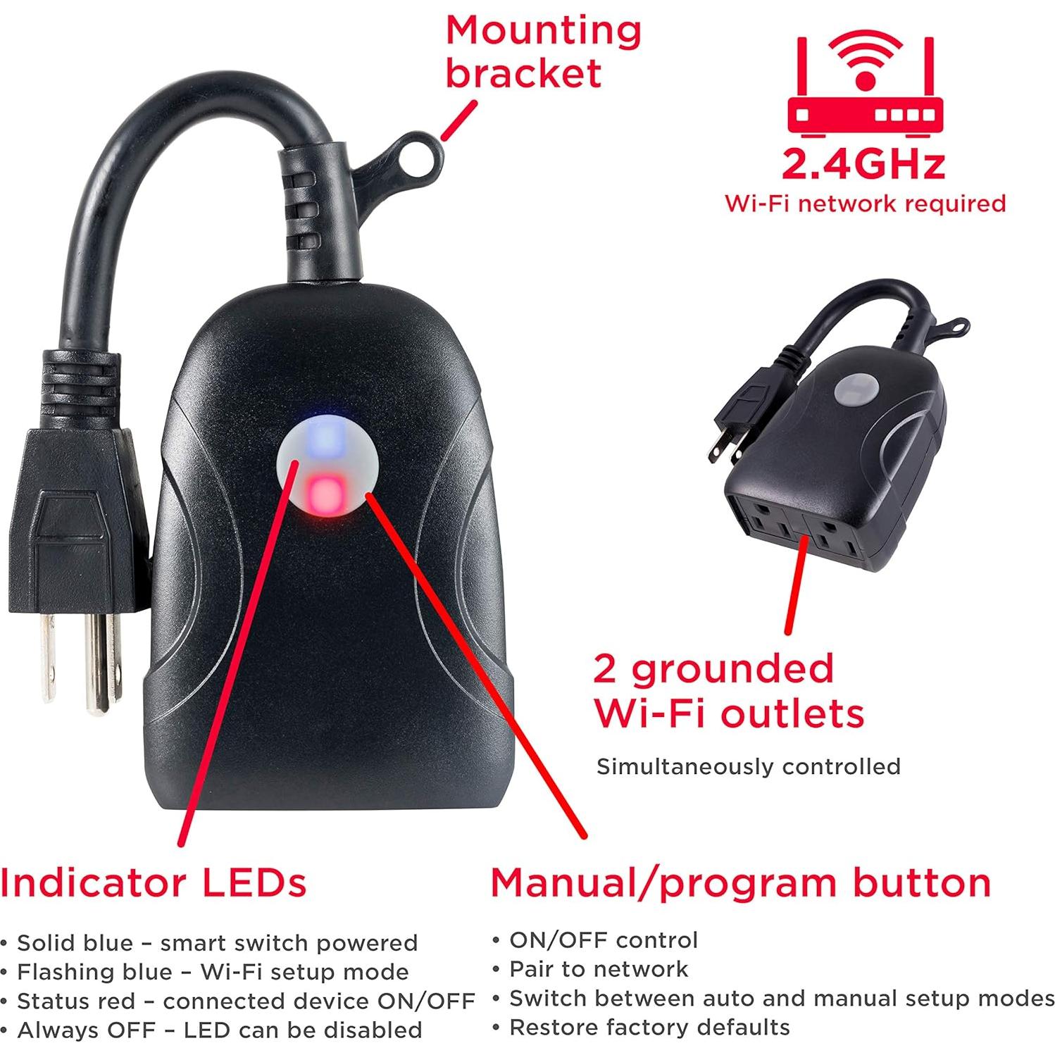 Interruptor Inteligente Wi-Fi UltraPro Doble Enchufe Exterior