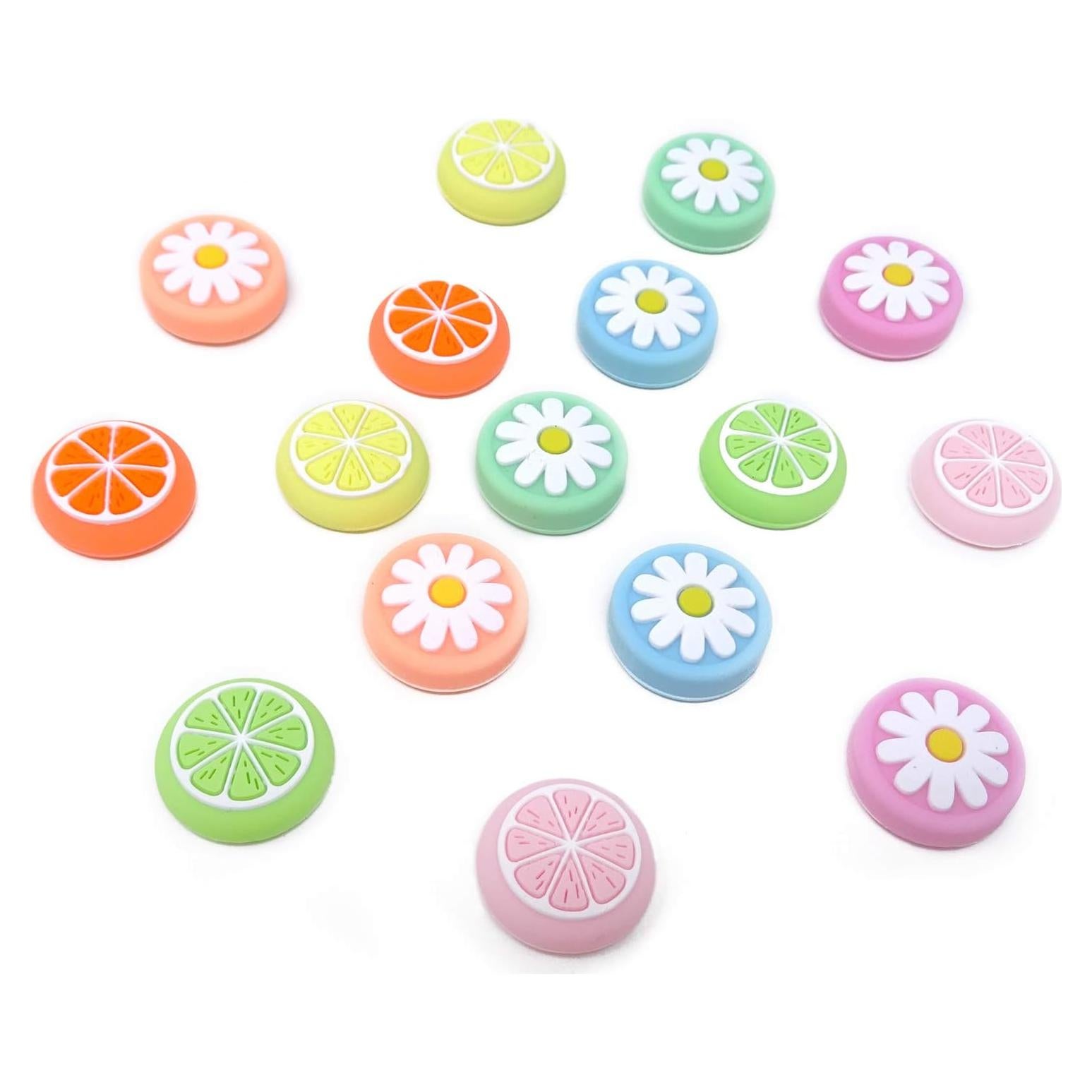 Tapas de Agarre Silicona Honbay 16PCS Joy-Con Limón y Flor