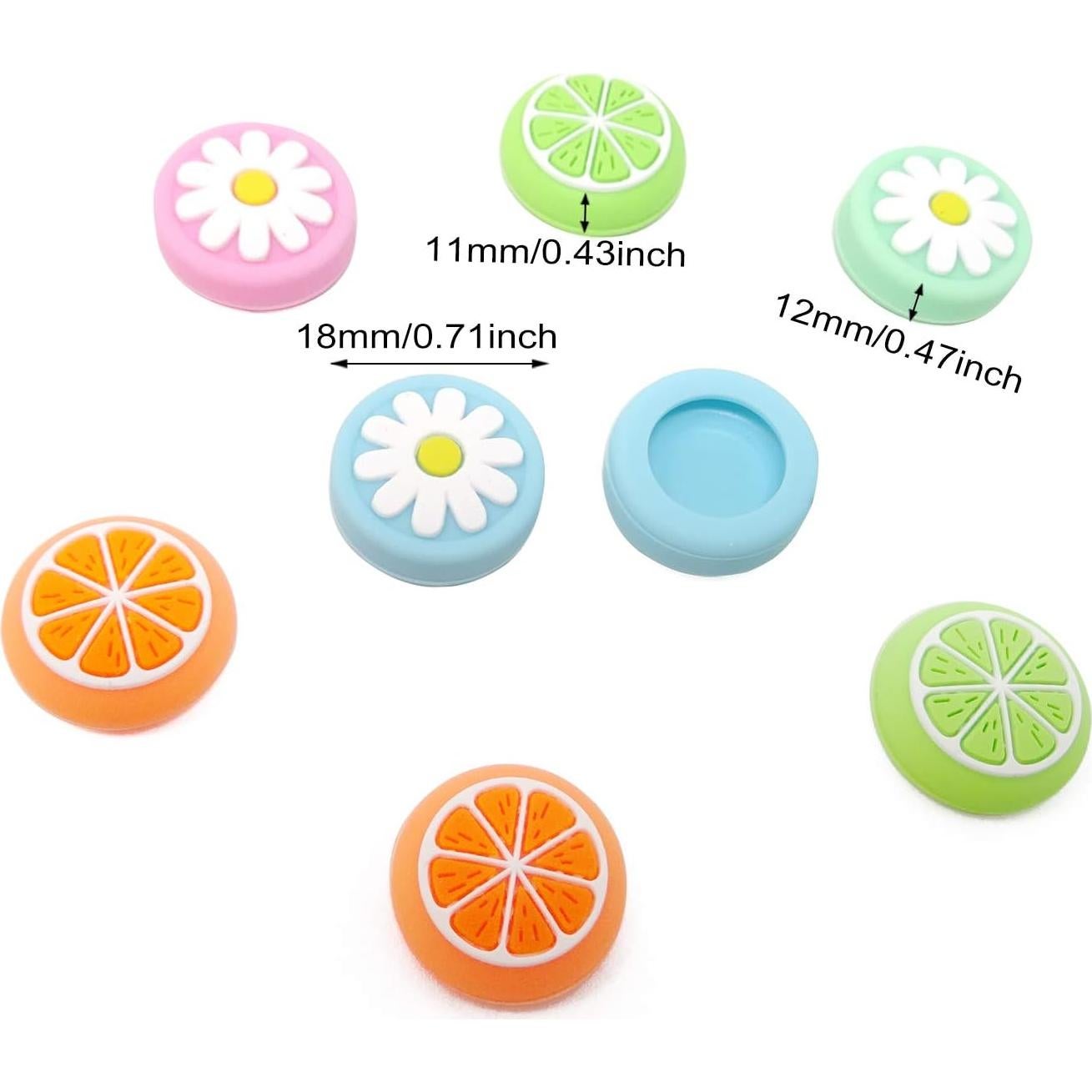 Tapas de Agarre Silicona Honbay 16PCS Joy-Con Limón y Flor
