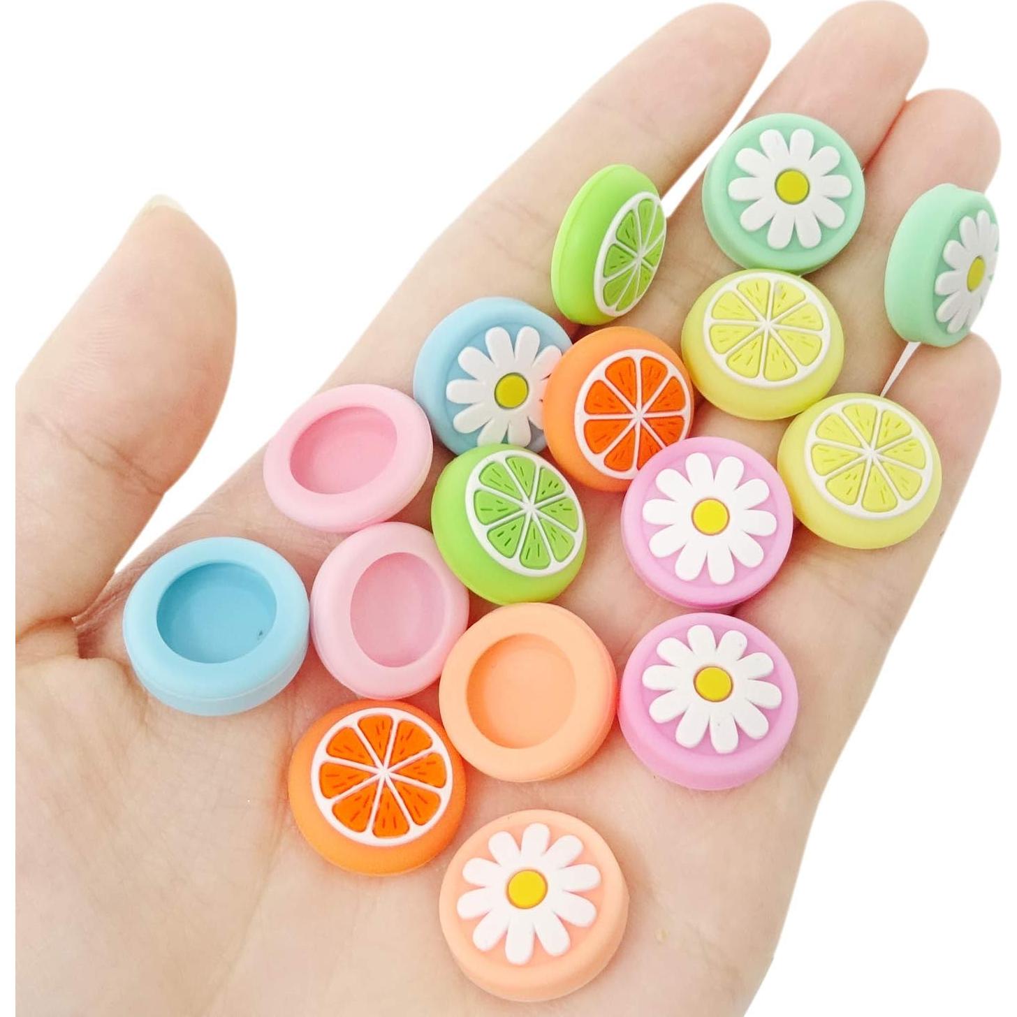 Tapas de Agarre Silicona Honbay 16PCS Joy-Con Limón y Flor