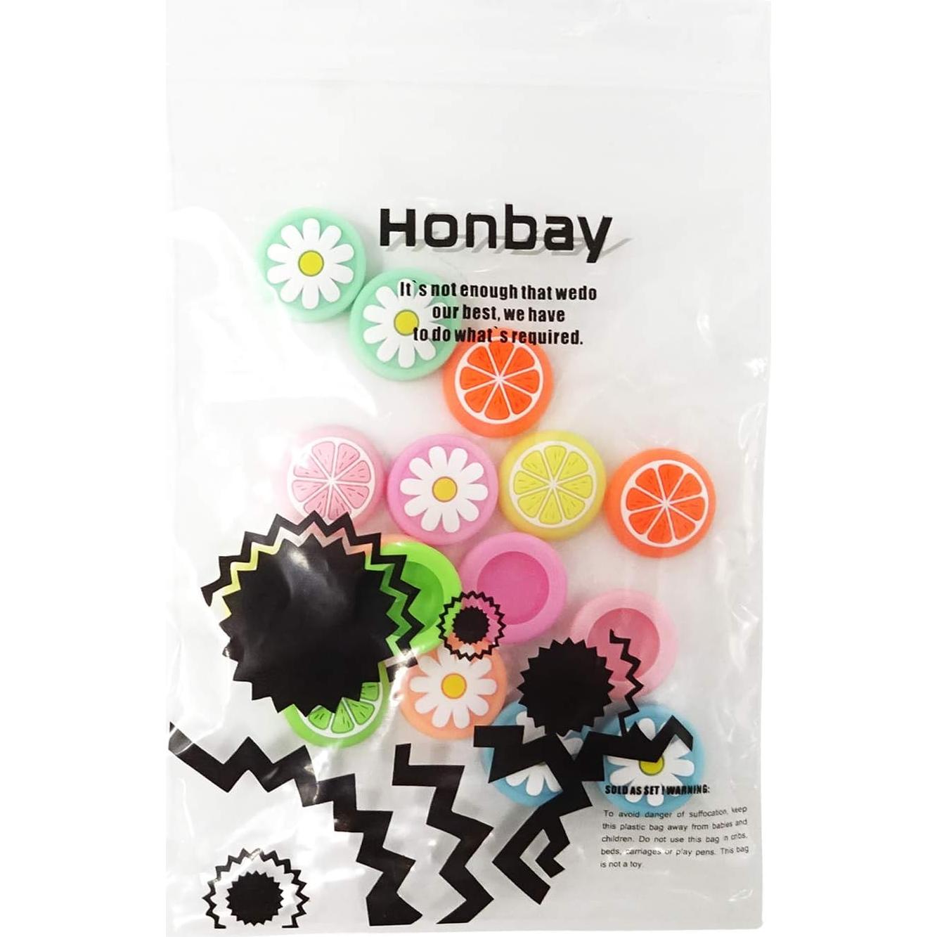 Tapas de Agarre Silicona Honbay 16PCS Joy-Con Limón y Flor