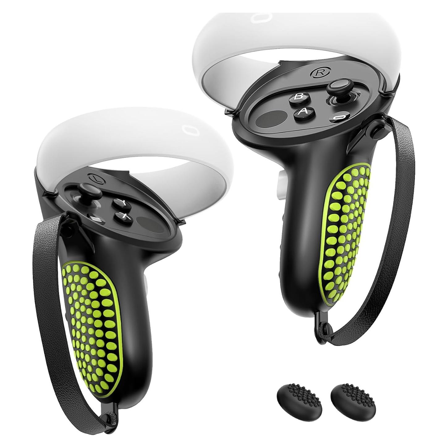 Agarraderas AMZDM para Controladores Meta Quest 2 VR Negro y Verde