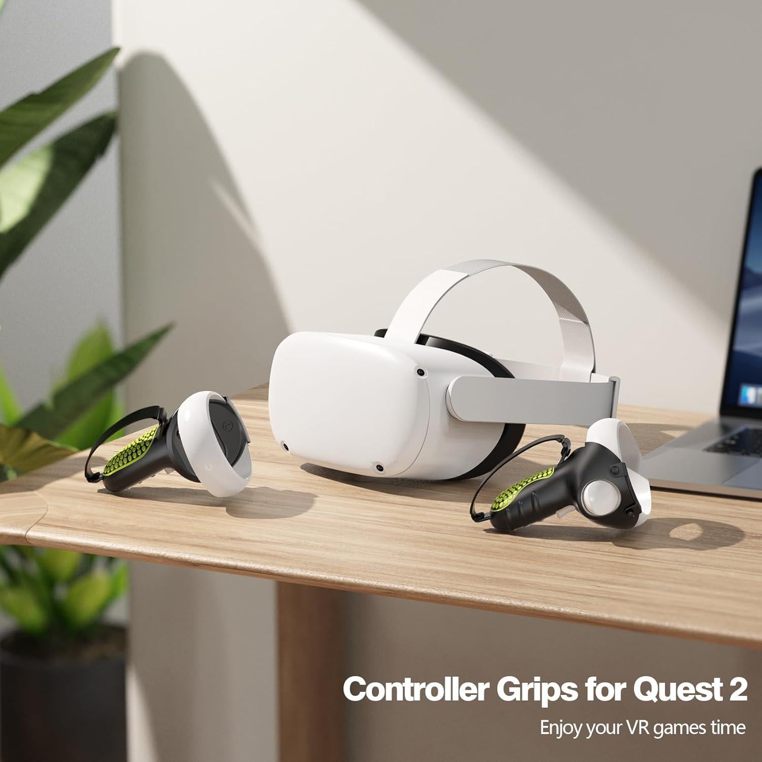 Agarraderas AMZDM para Controladores Meta Quest 2 VR Negro y Verde
