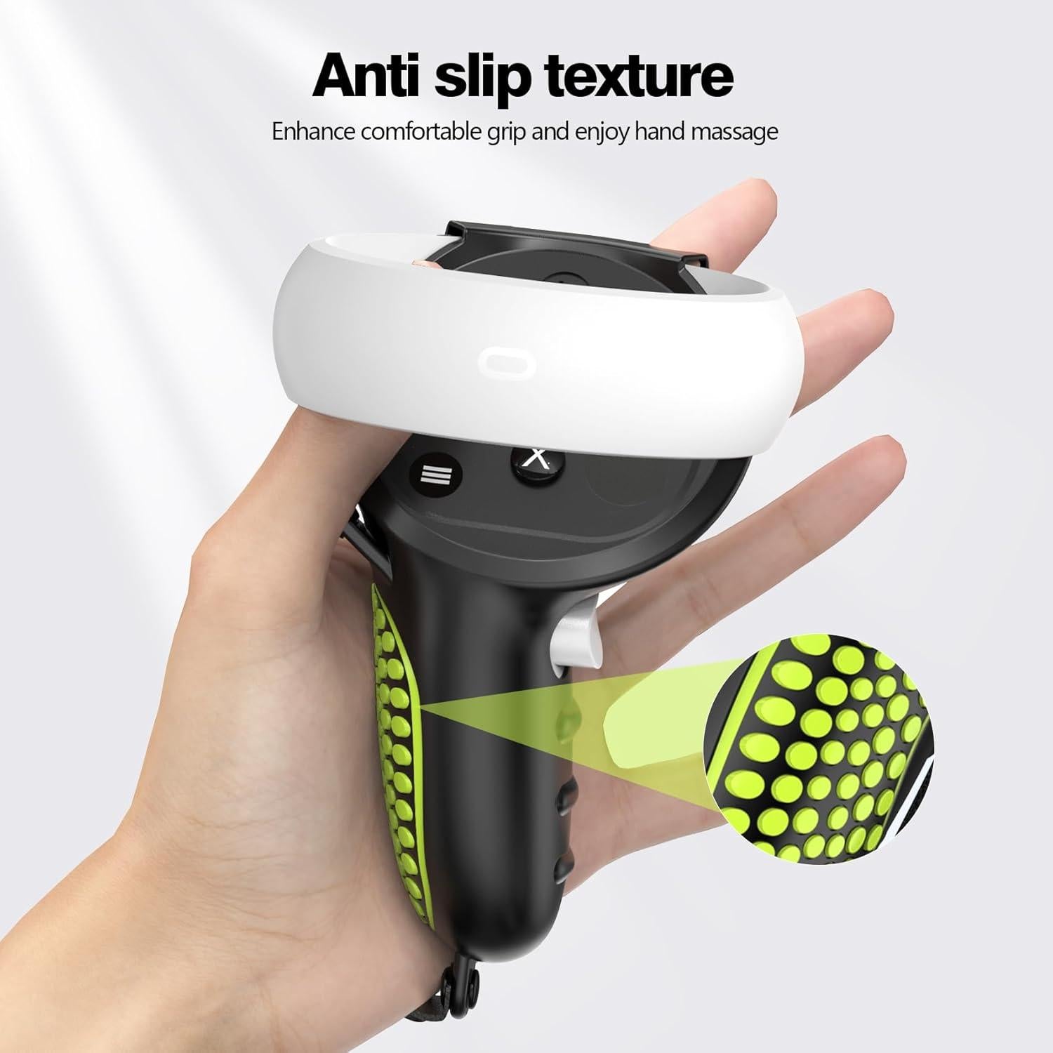 Agarraderas AMZDM para Controladores Meta Quest 2 VR Negro y Verde