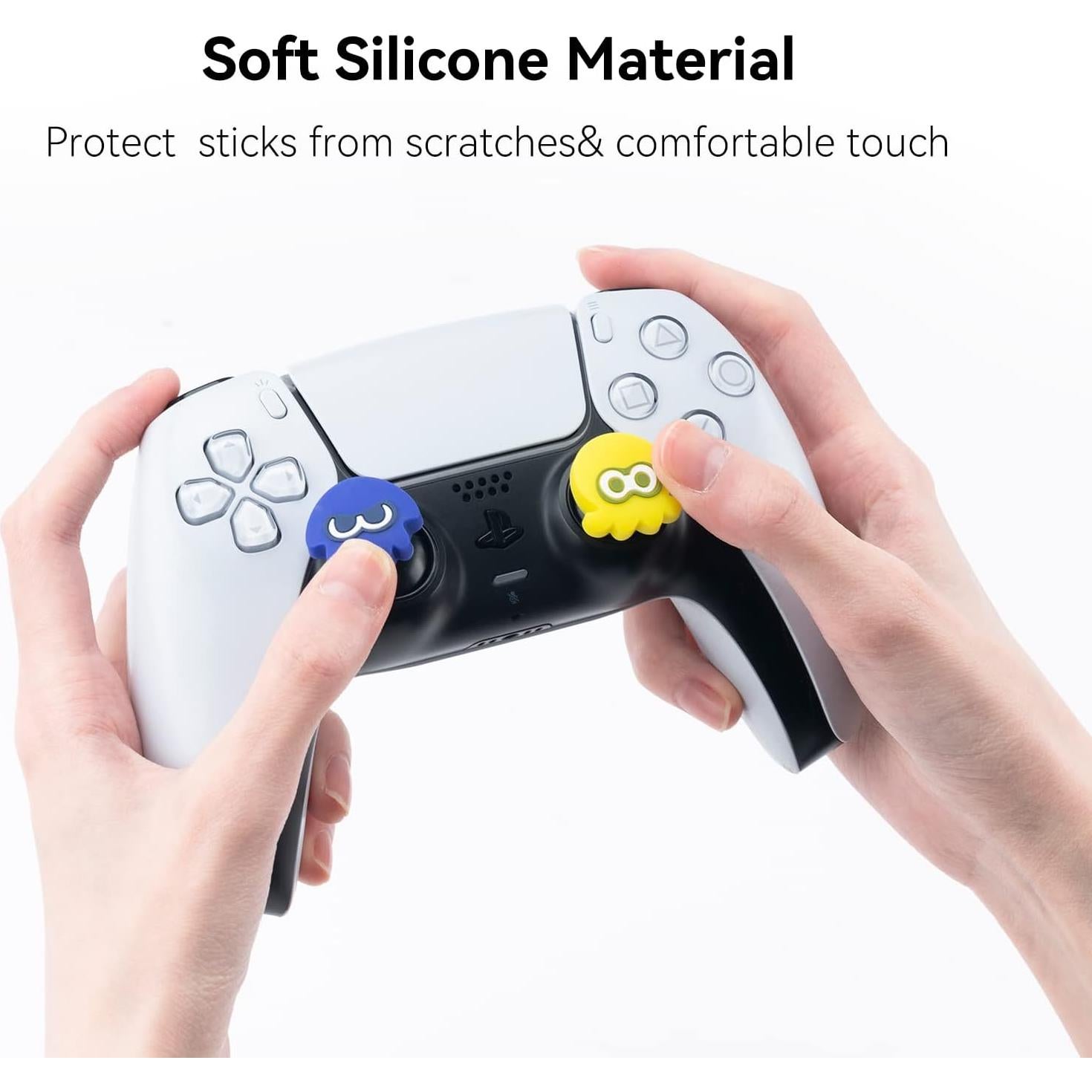 Yocore Splatoon3 Switch Thumb Grip Caps,Soft Silicone Thumb Grips,Analog Stick Caps Soft Silicone Joystick Caps for Switch Pro/ PS4 / PS5,4 Pcs