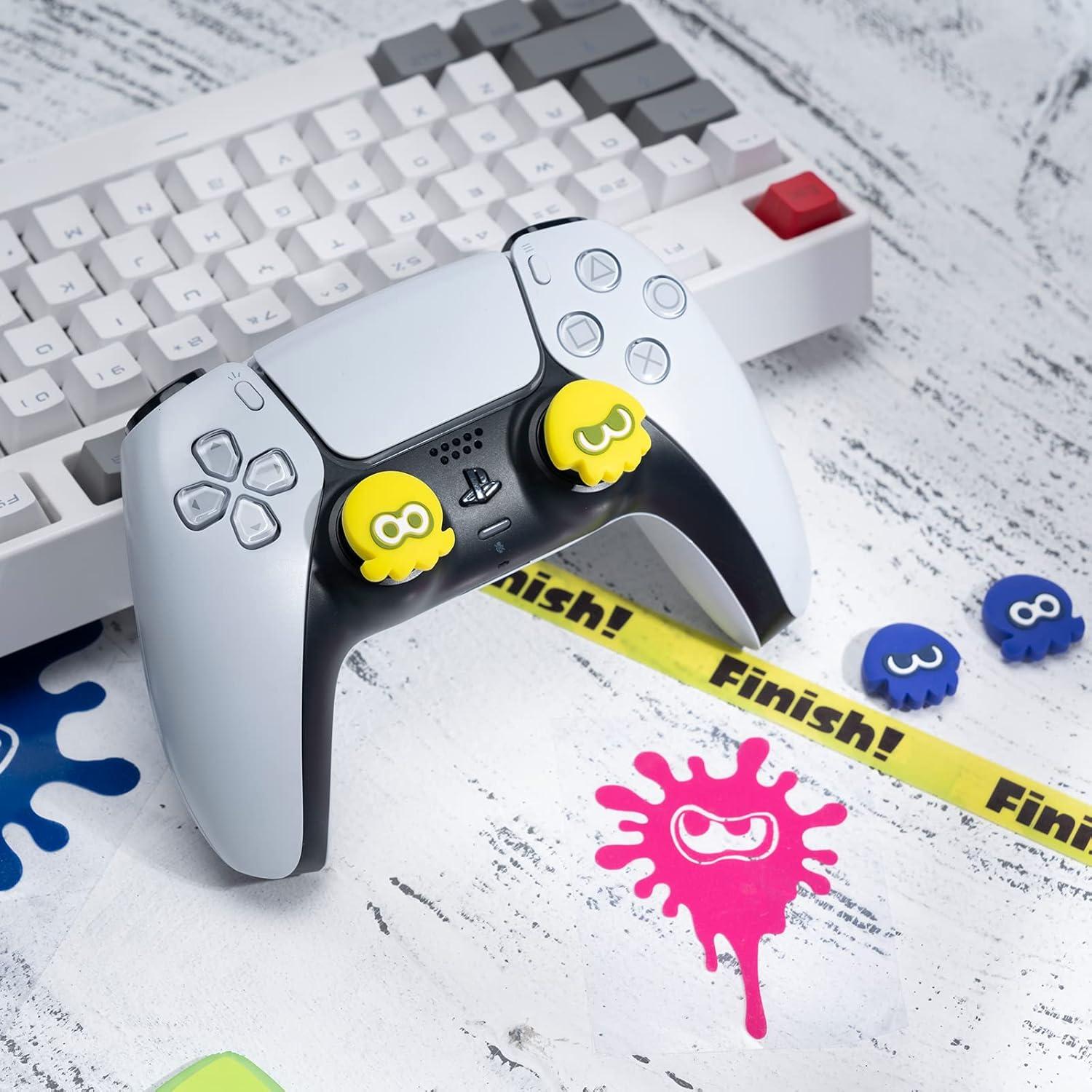 Yocore Splatoon3 Switch Thumb Grip Caps,Soft Silicone Thumb Grips,Analog Stick Caps Soft Silicone Joystick Caps for Switch Pro/ PS4 / PS5,4 Pcs