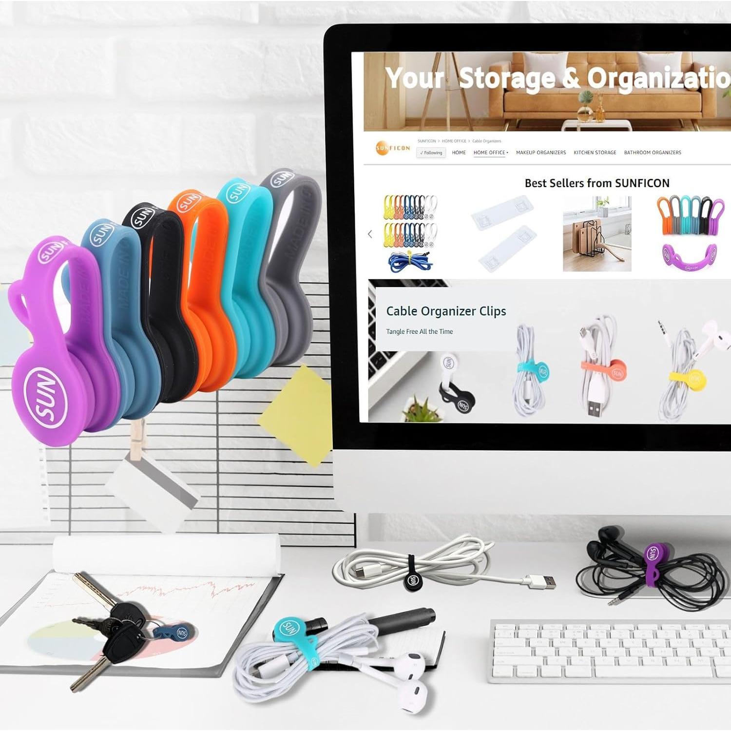 Organizadores Magnéticos de Cables SUNFICON 6 Piezas Multicolor