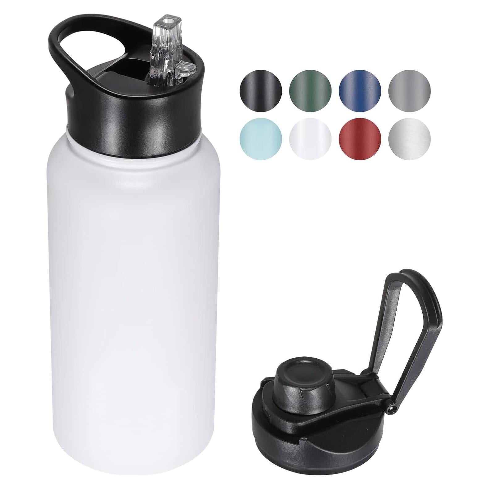 Botella de Agua Aislada VQRRCKI 0.95L Doble Pared Blanca