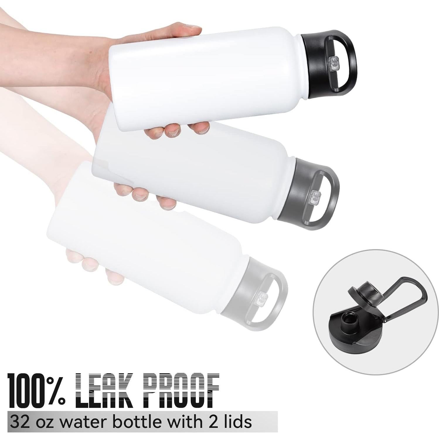 Botella de Agua Aislada VQRRCKI 0.95L Doble Pared Blanca