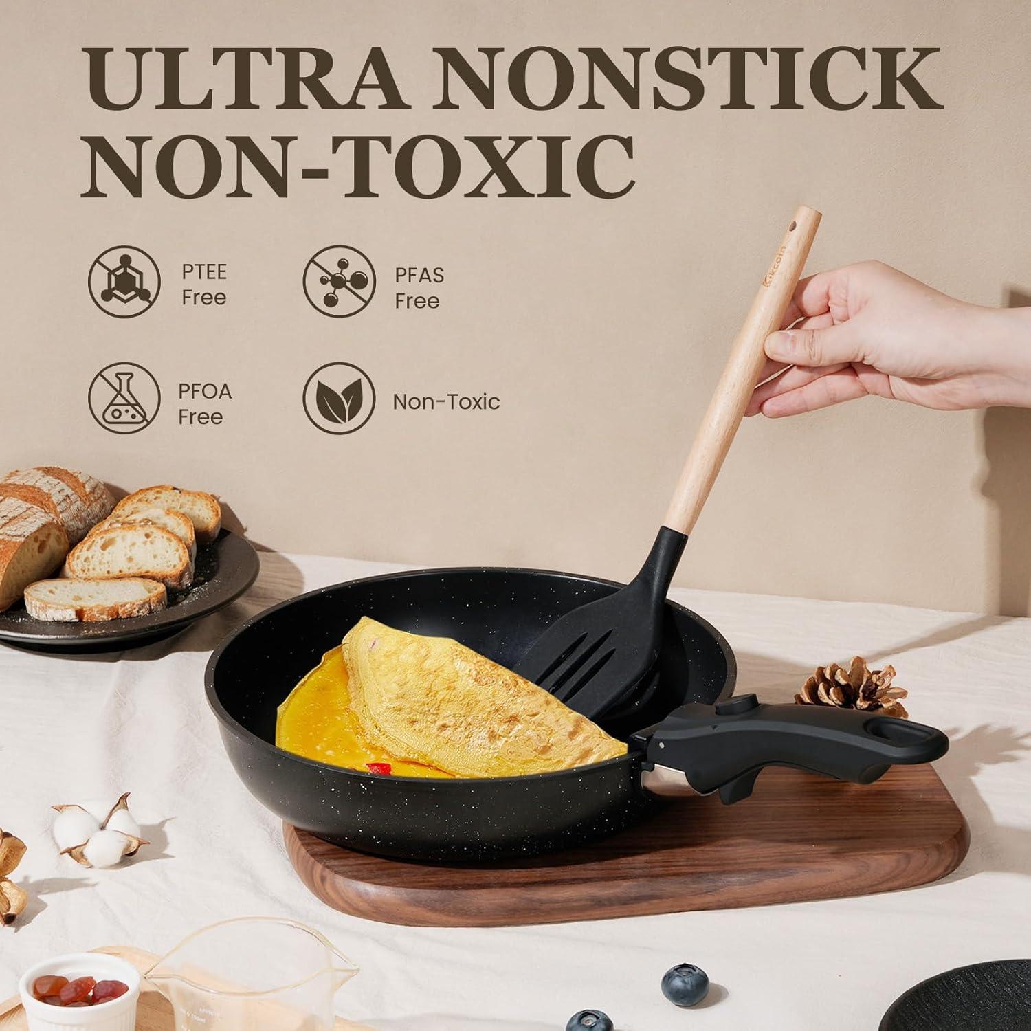 Juego de Ollas y Sartenes KIKCOIN 20 Piezas Antiadherente