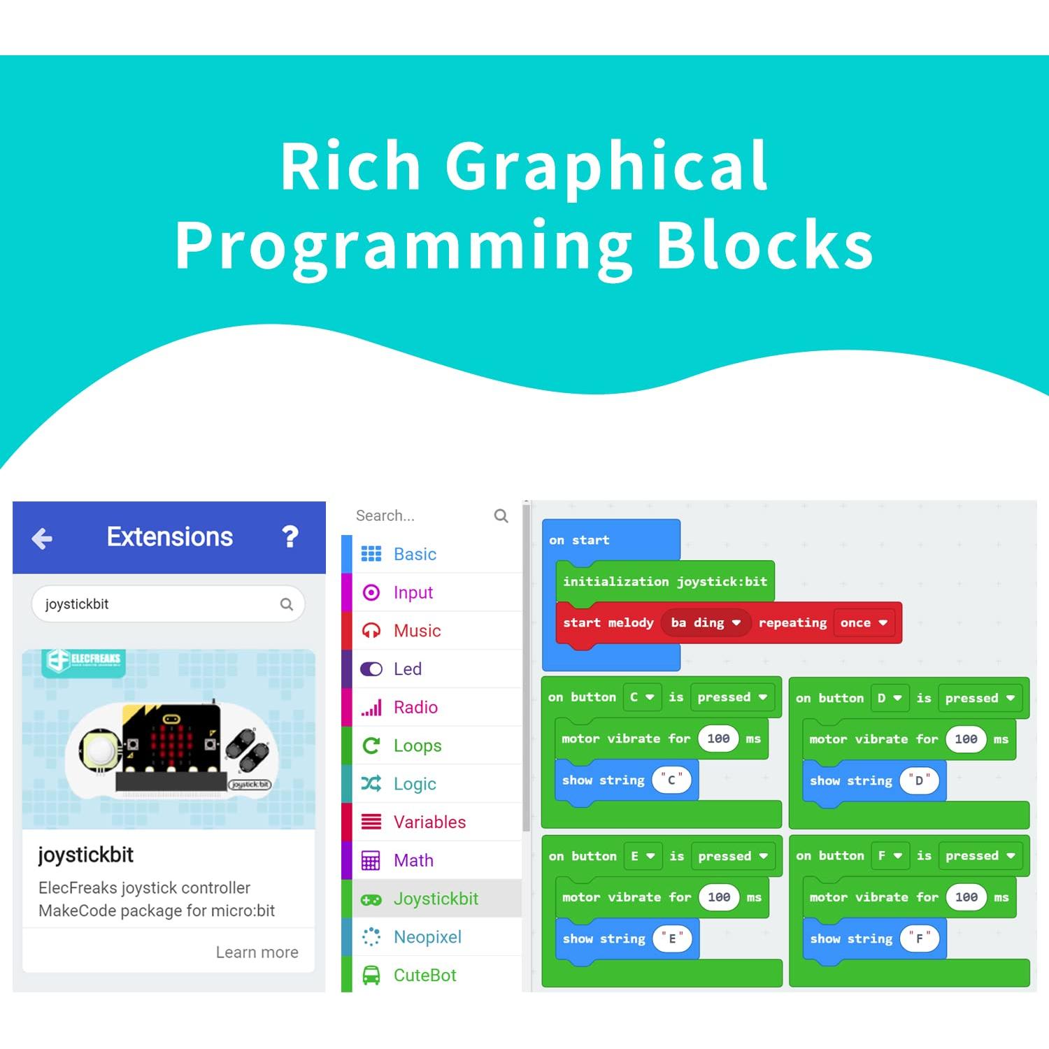 ELECFREAKS microbit Game Joystick Wireless Control Handle by micro:bit STEAM Education DIY Graphical Programming Controller(Without Micro:bit)