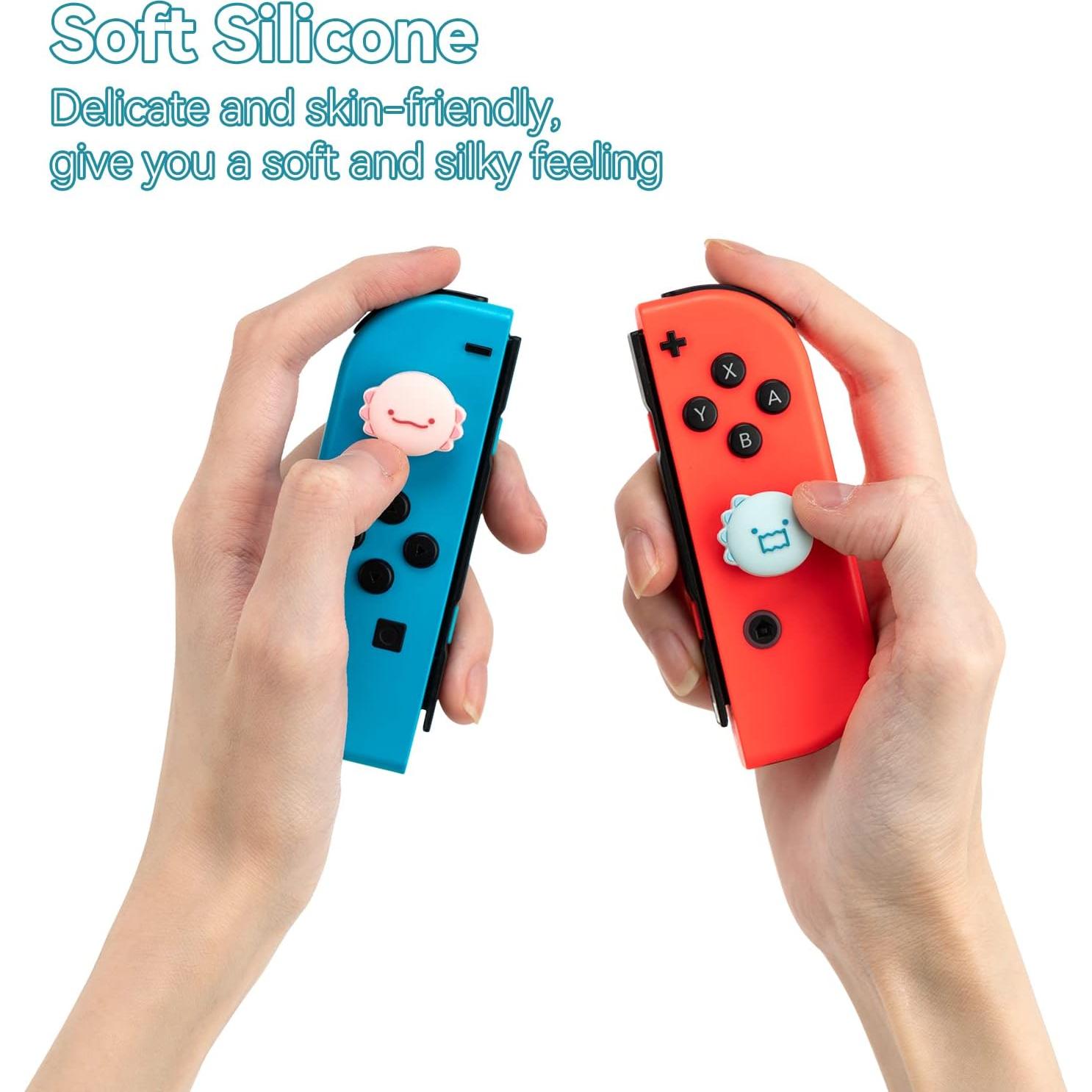 Tapones de Silicona GeekShare para Joy Con - Dinosaurio y Axolote