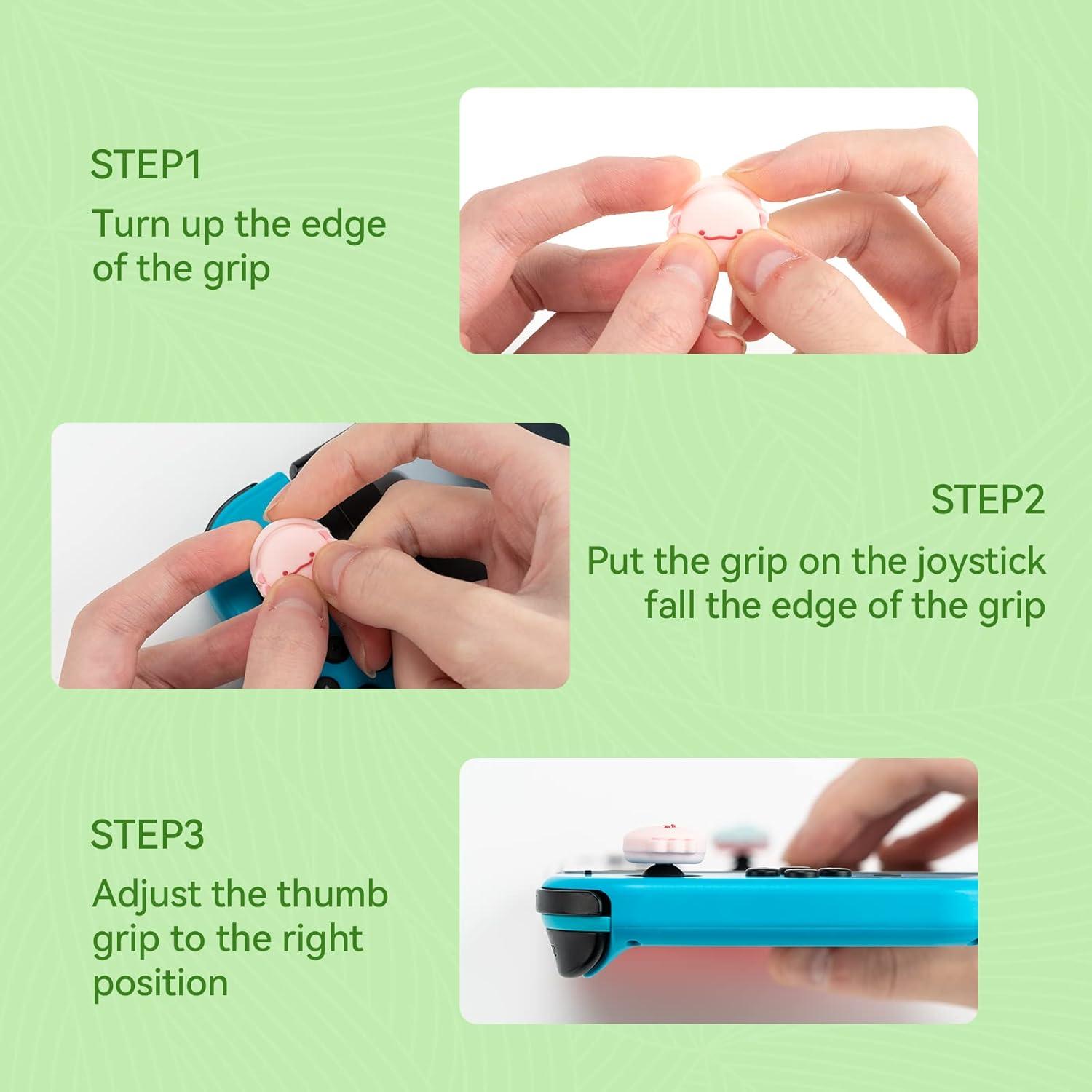 Tapones de Silicona GeekShare para Joy Con - Dinosaurio y Axolote