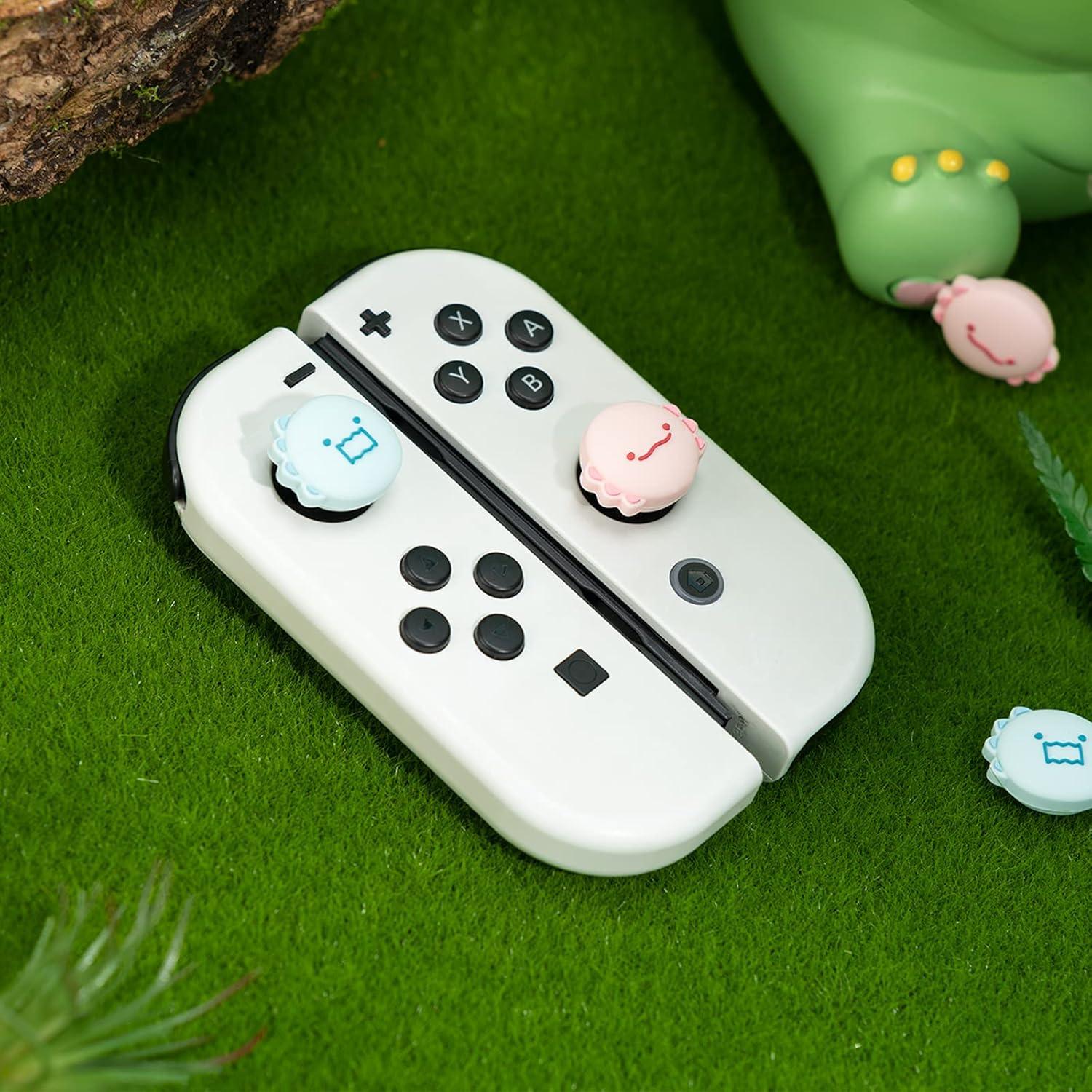 Tapones de Silicona GeekShare para Joy Con - Dinosaurio y Axolote