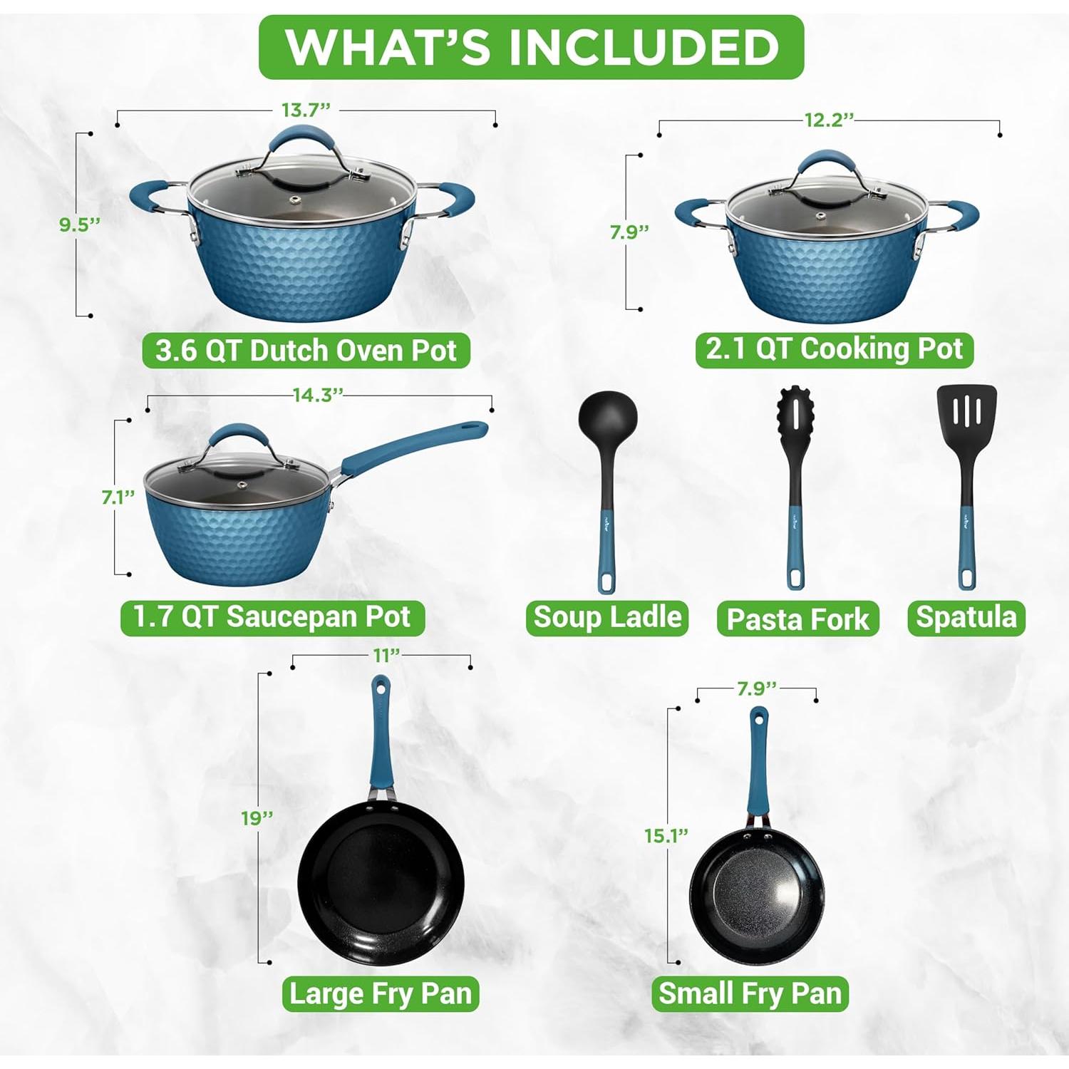 Set de Ollas y Sartenes NutriChef 11 Piezas Antiadherente