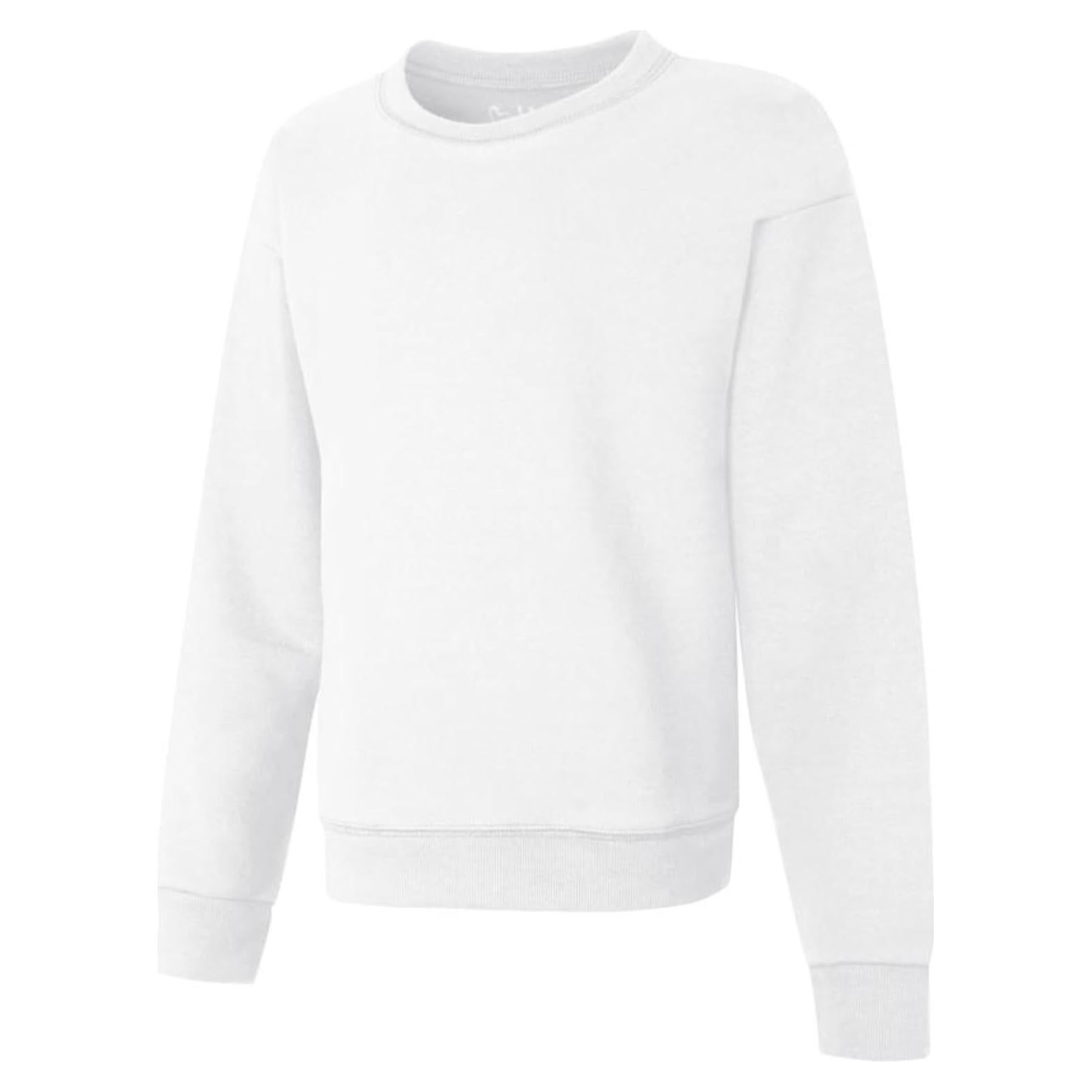 Sudadera Hanes EcoSmart para Niñas - Cuello Redondo Blanca