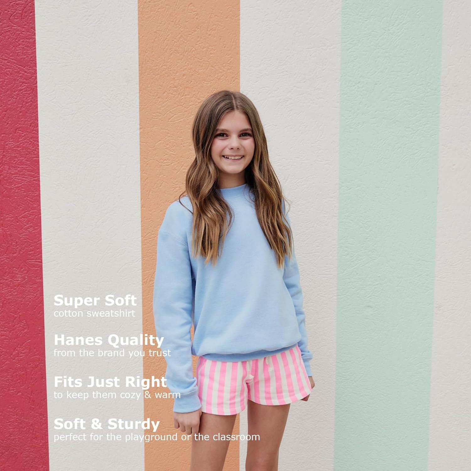 Sudadera Hanes EcoSmart para Niñas - Cuello Redondo Blanca