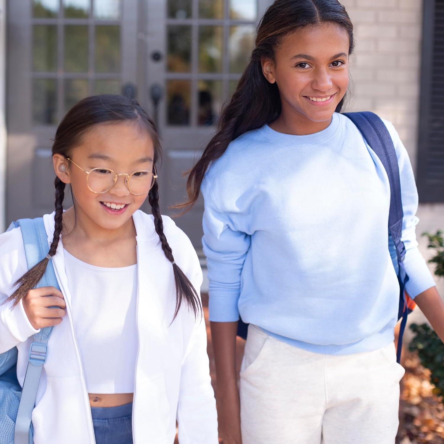 Sudadera Hanes EcoSmart para Niñas - Cuello Redondo Blanca