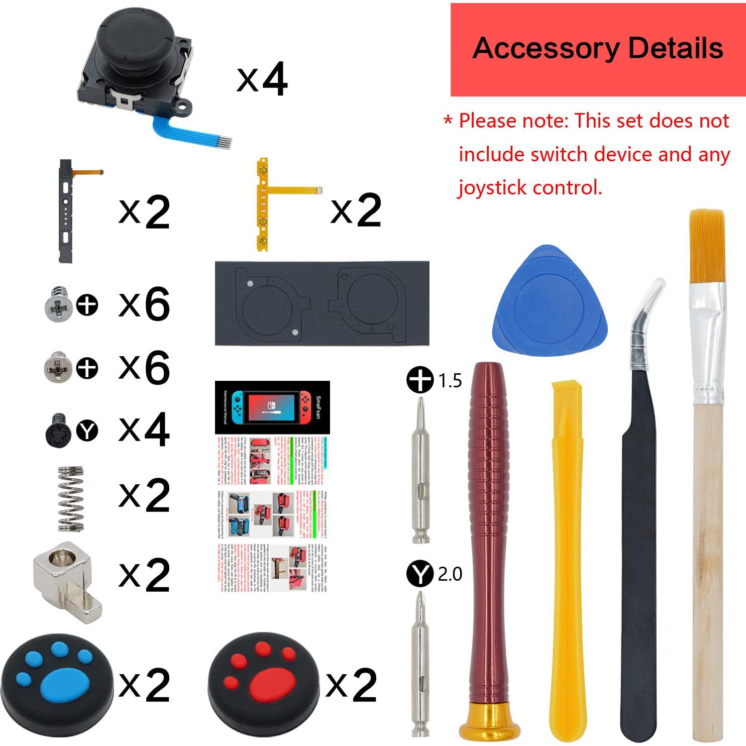 Kit Reparación Joystick Joycon SmaFsan 4 Piezas para Switch