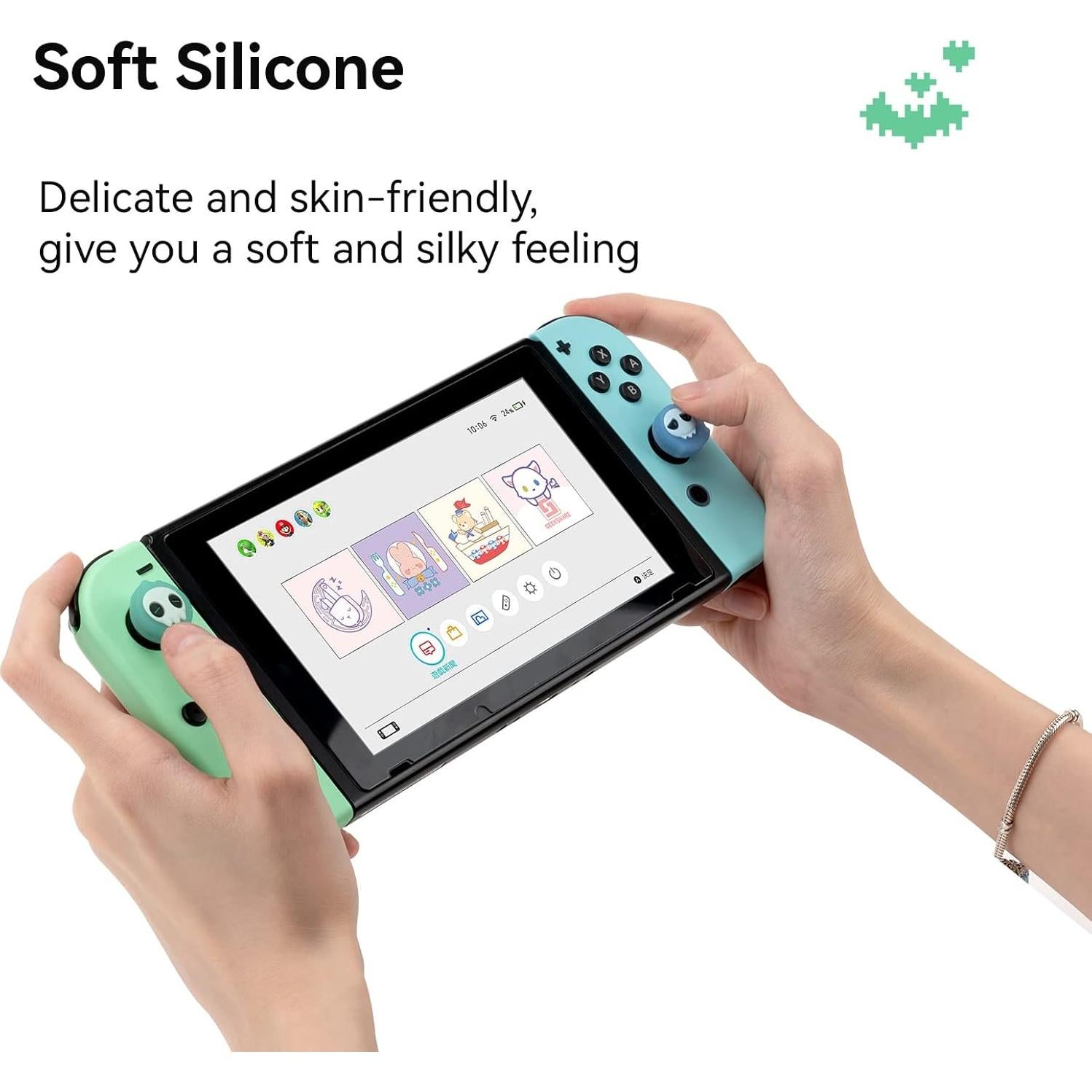 Tapas de Pulgar GeekShare Fantasma Azul para Switch y Lite