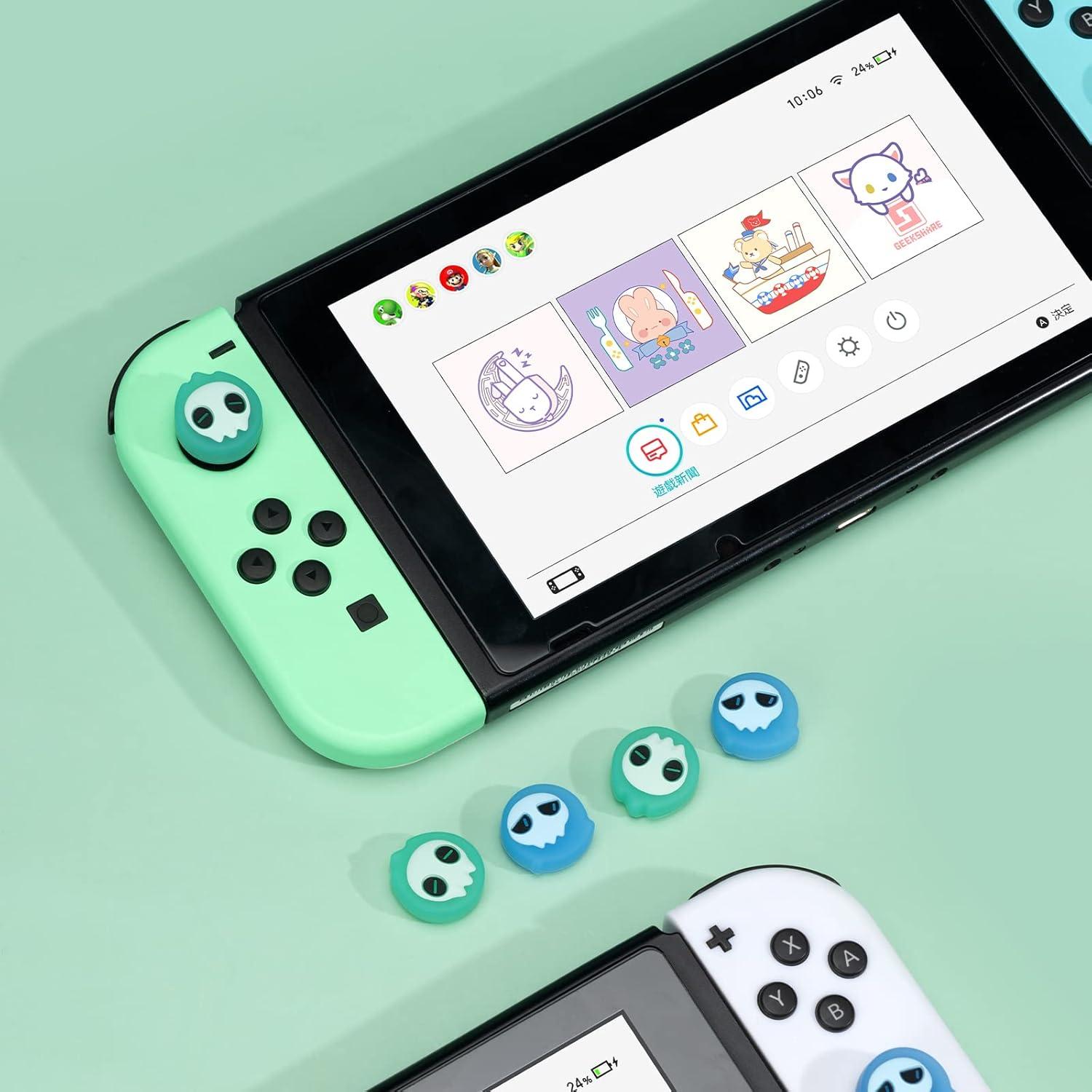 Tapas de Pulgar GeekShare Fantasma Azul para Switch y Lite