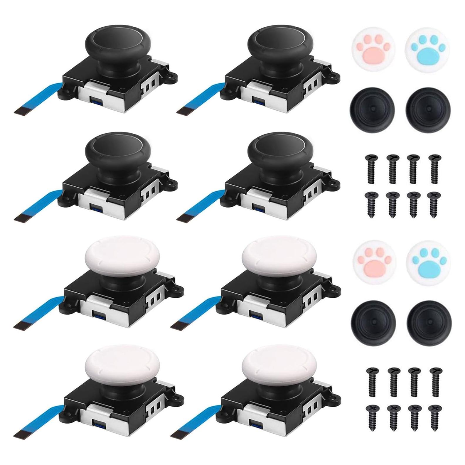 Reemplazo Joystick Joycon JAOYSTII 8 Piezas Negro y Blanco
