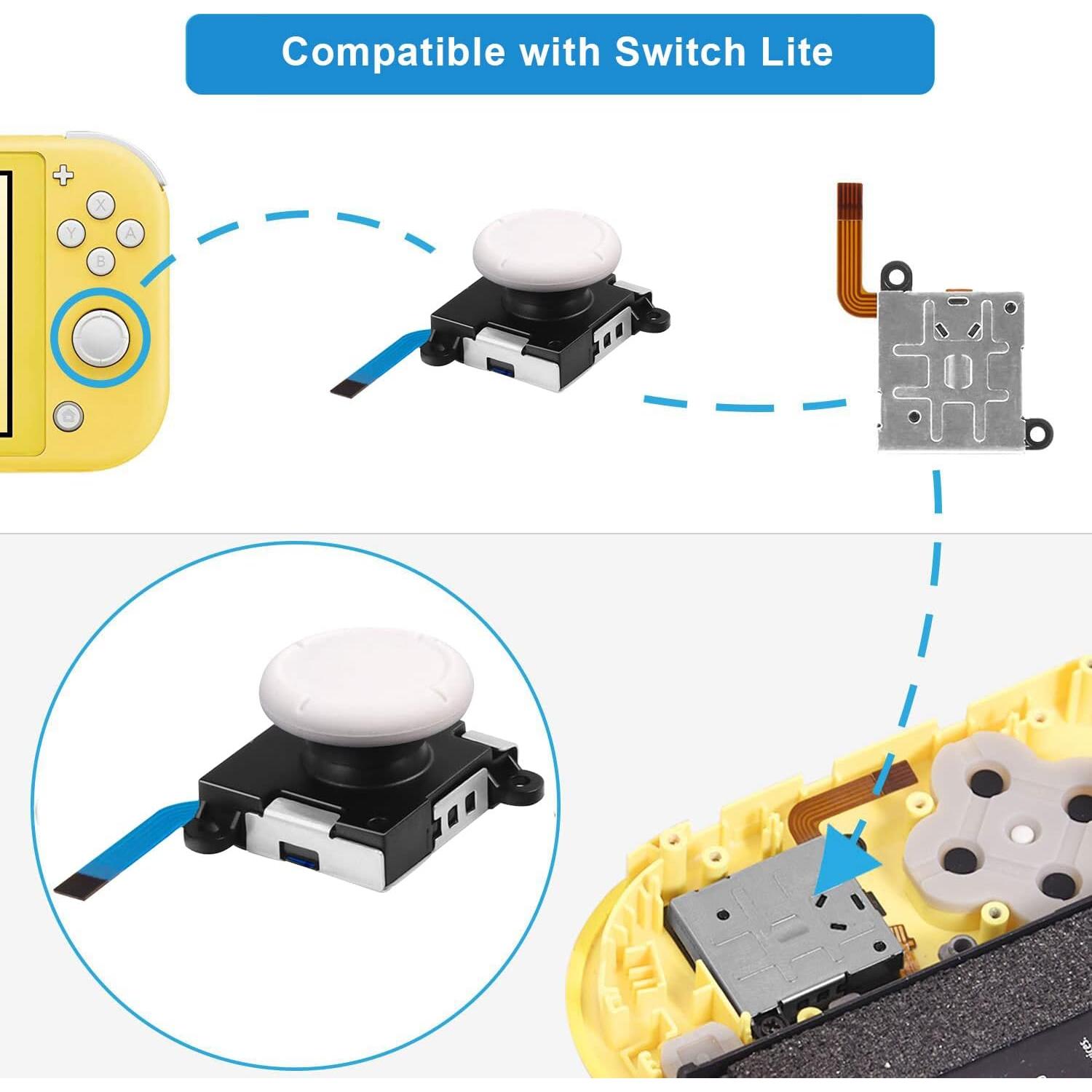 Reemplazo Joystick Joycon JAOYSTII 8 Piezas Negro y Blanco