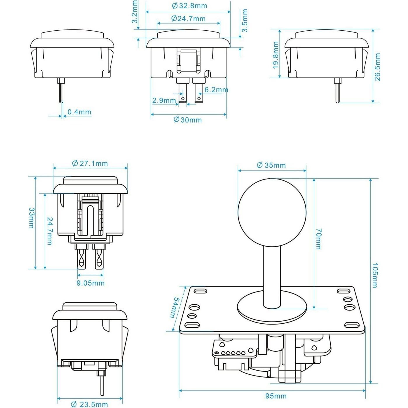 Kit Controlador Joystick Arcade SJ@JX 10 Botones USB