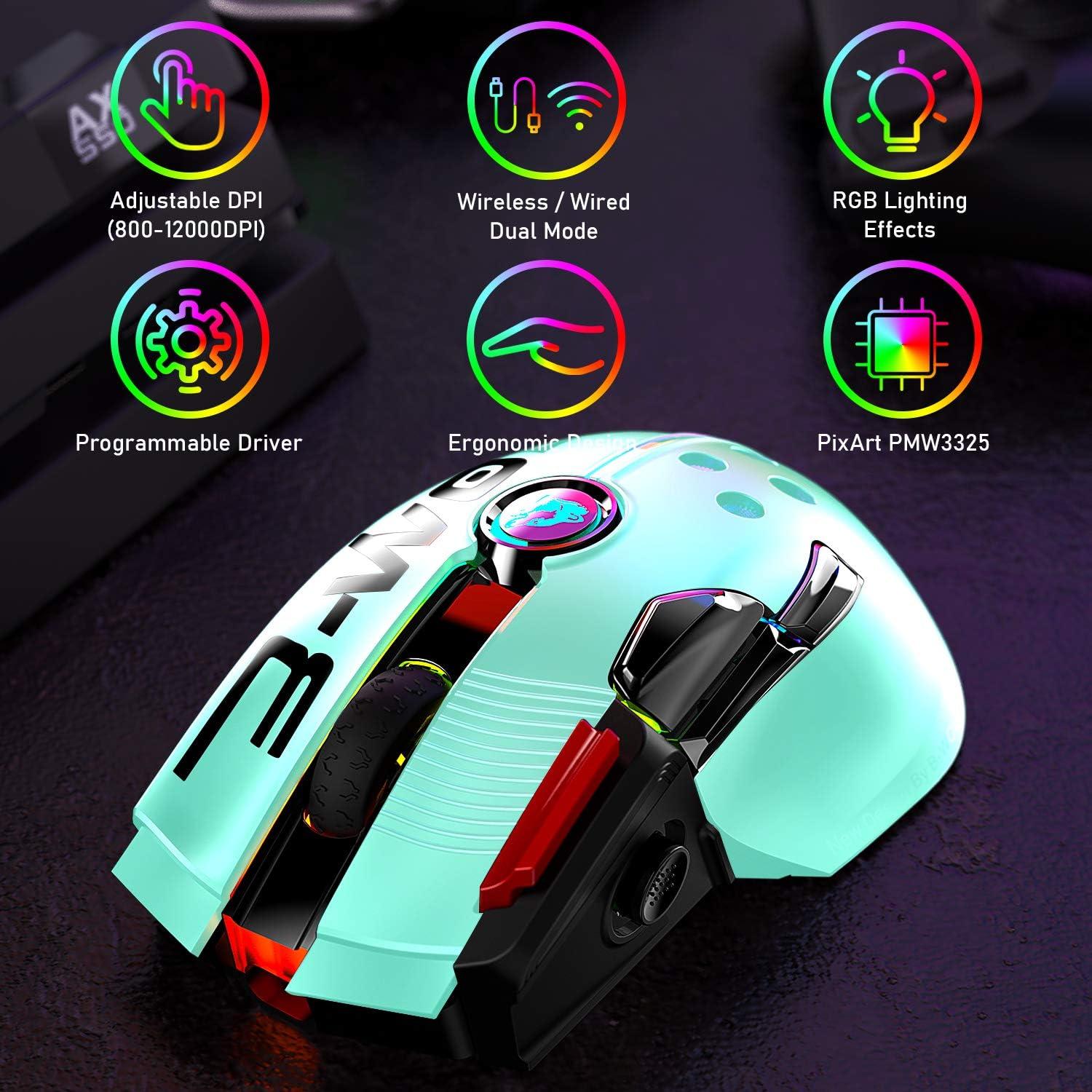 Ratón Gaming Inalámbrico eConnect 12000 DPI RGB Verde