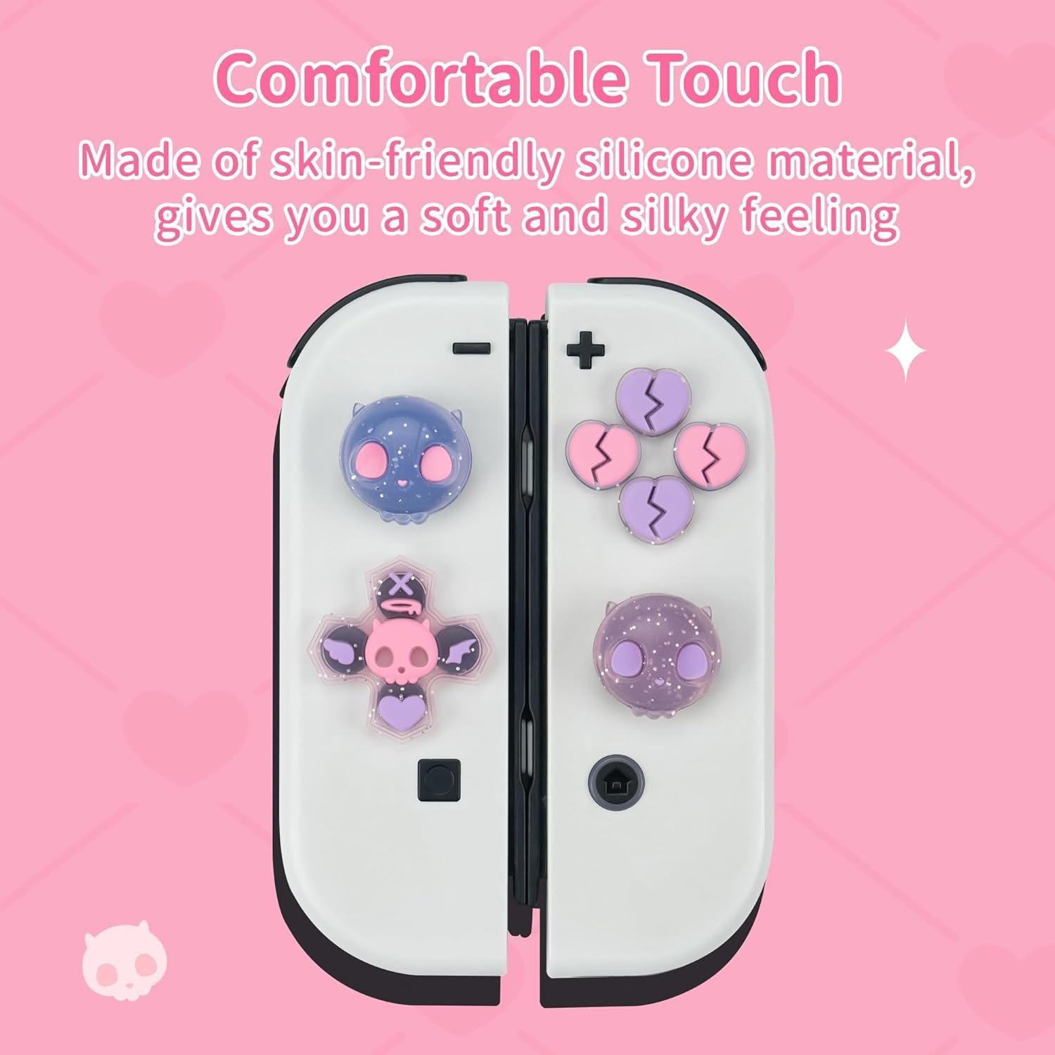 Juego de Tapas de Botones GeekShare para Switch - Calavera Rosa