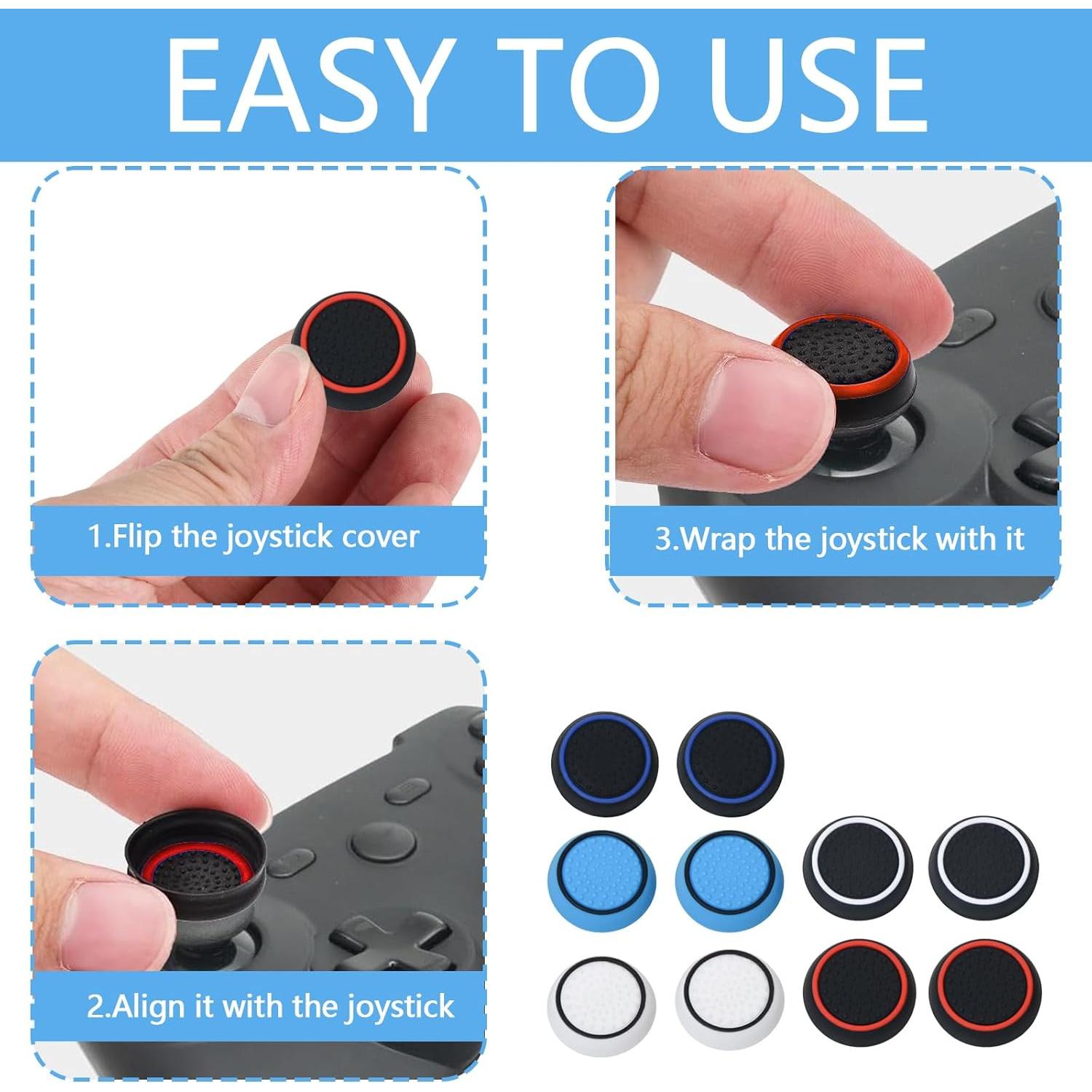 10 Tapas de Joystick Silicona ECOMAID para PS5, PS4, Xbox