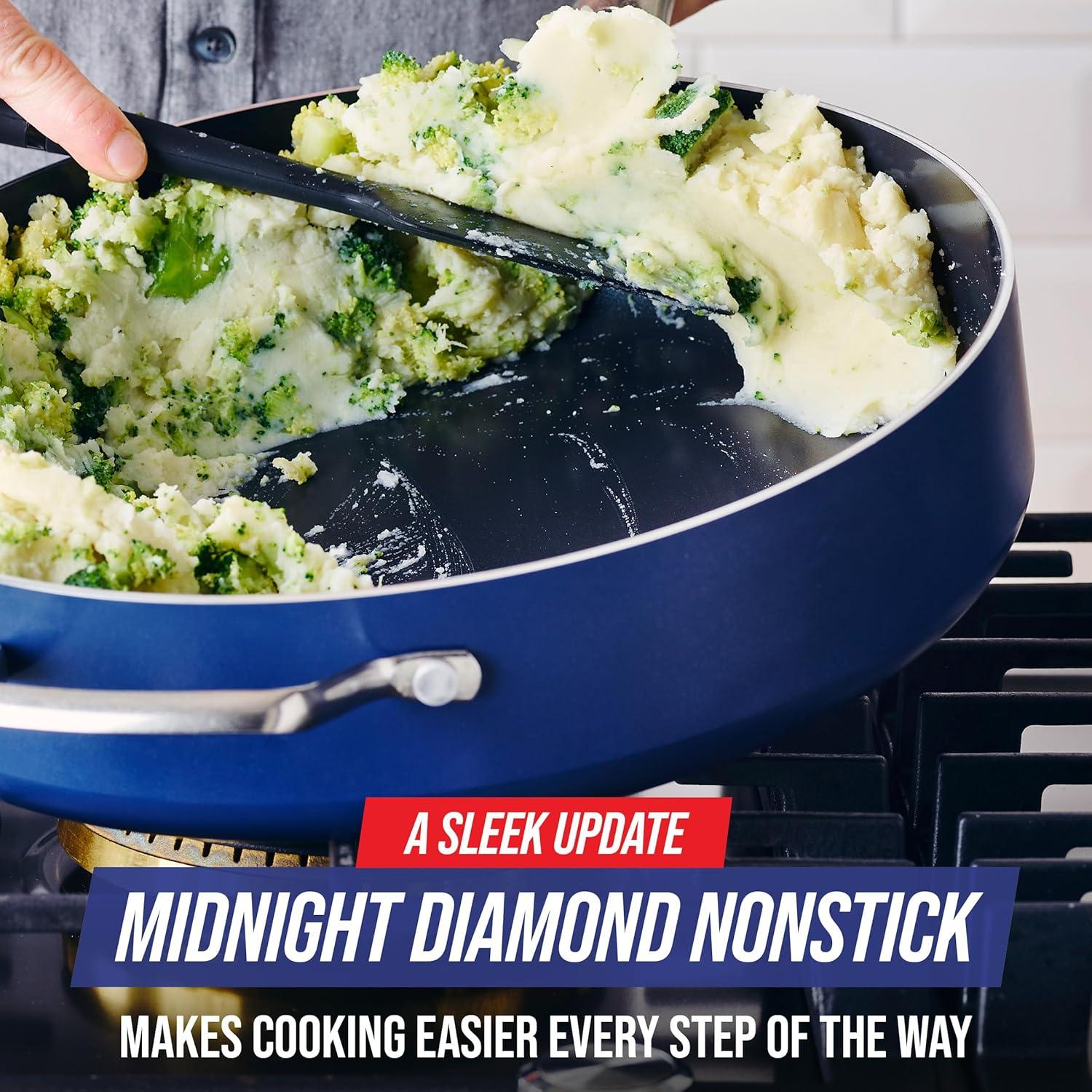 Sartén Jumbo 5QT Blue Diamond Cerámica Antiadherente Azul