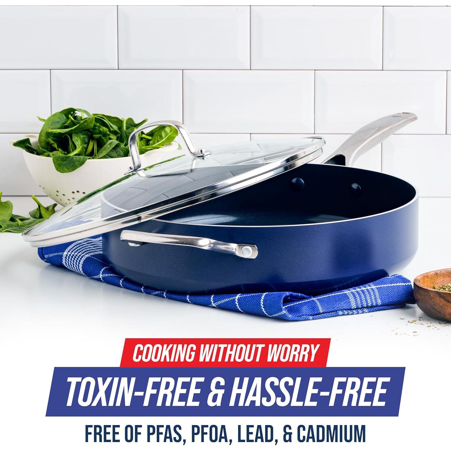 Sartén Jumbo 5QT Blue Diamond Cerámica Antiadherente Azul