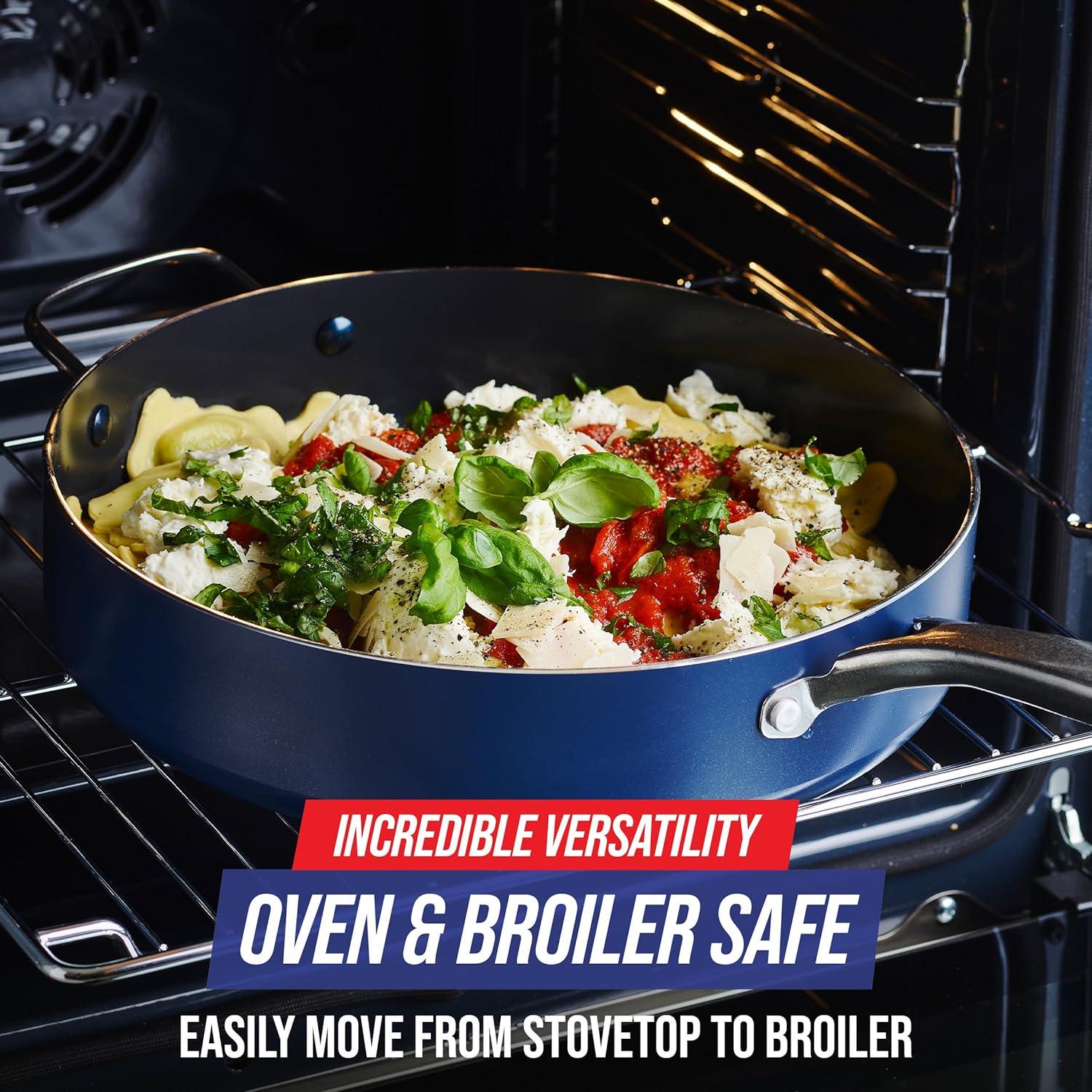 Sartén Jumbo 5QT Blue Diamond Cerámica Antiadherente Azul