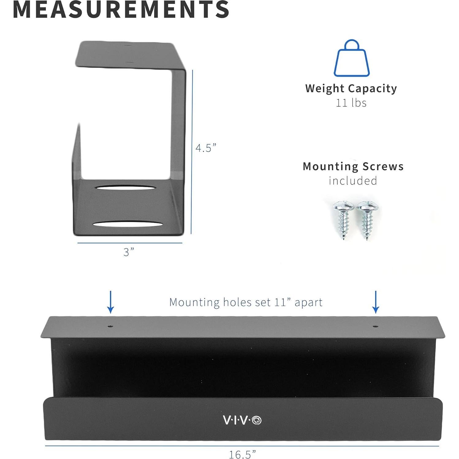 Bandeja de Gestión de Cables VIVO 41.91 cm Negro DESK-AC06-1C