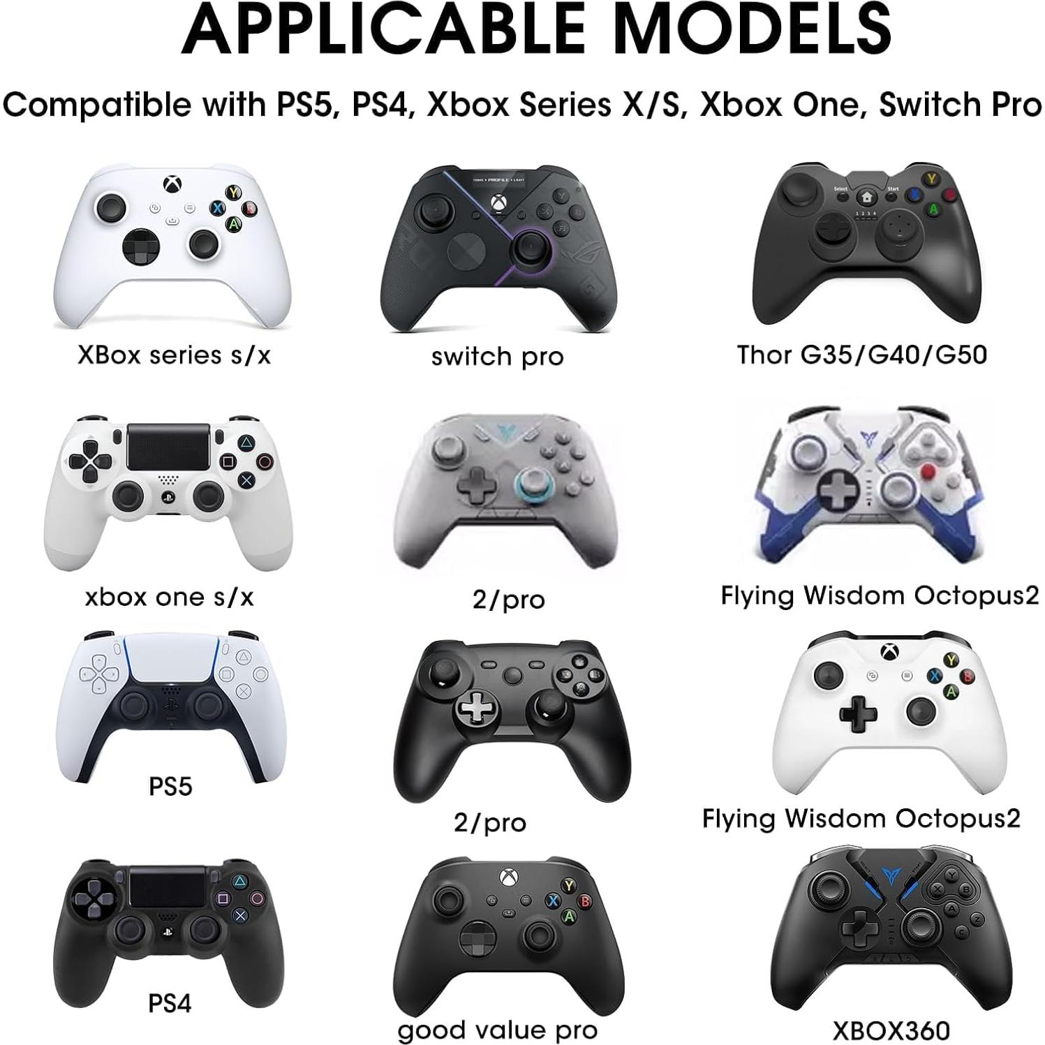 6 Pcs Silicone Performance Thumb Grip Joystick Caps, Full Protection Anti-Slip Anti-Scratch Protective Cover Thumb Joystick Cap Compatible with PS5 PS4 Xbox Series X/S Xbox One Switch Pro Controller