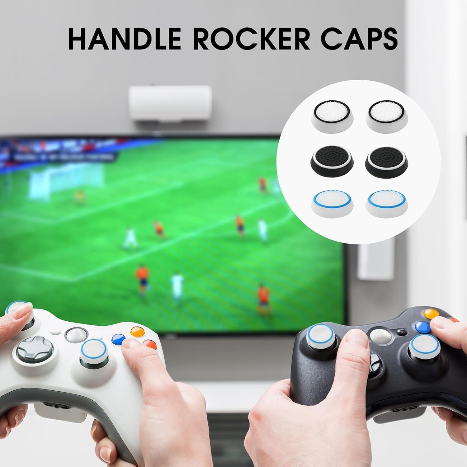 6 Pcs Silicone Performance Thumb Grip Joystick Caps, Full Protection Anti-Slip Anti-Scratch Protective Cover Thumb Joystick Cap Compatible with PS5 PS4 Xbox Series X/S Xbox One Switch Pro Controller