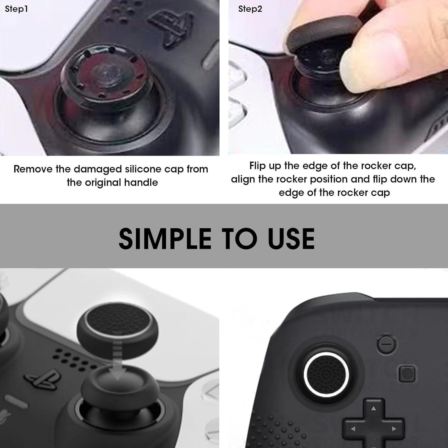 6 Pcs Silicone Performance Thumb Grip Joystick Caps, Full Protection Anti-Slip Anti-Scratch Protective Cover Thumb Joystick Cap Compatible with PS5 PS4 Xbox Series X/S Xbox One Switch Pro Controller