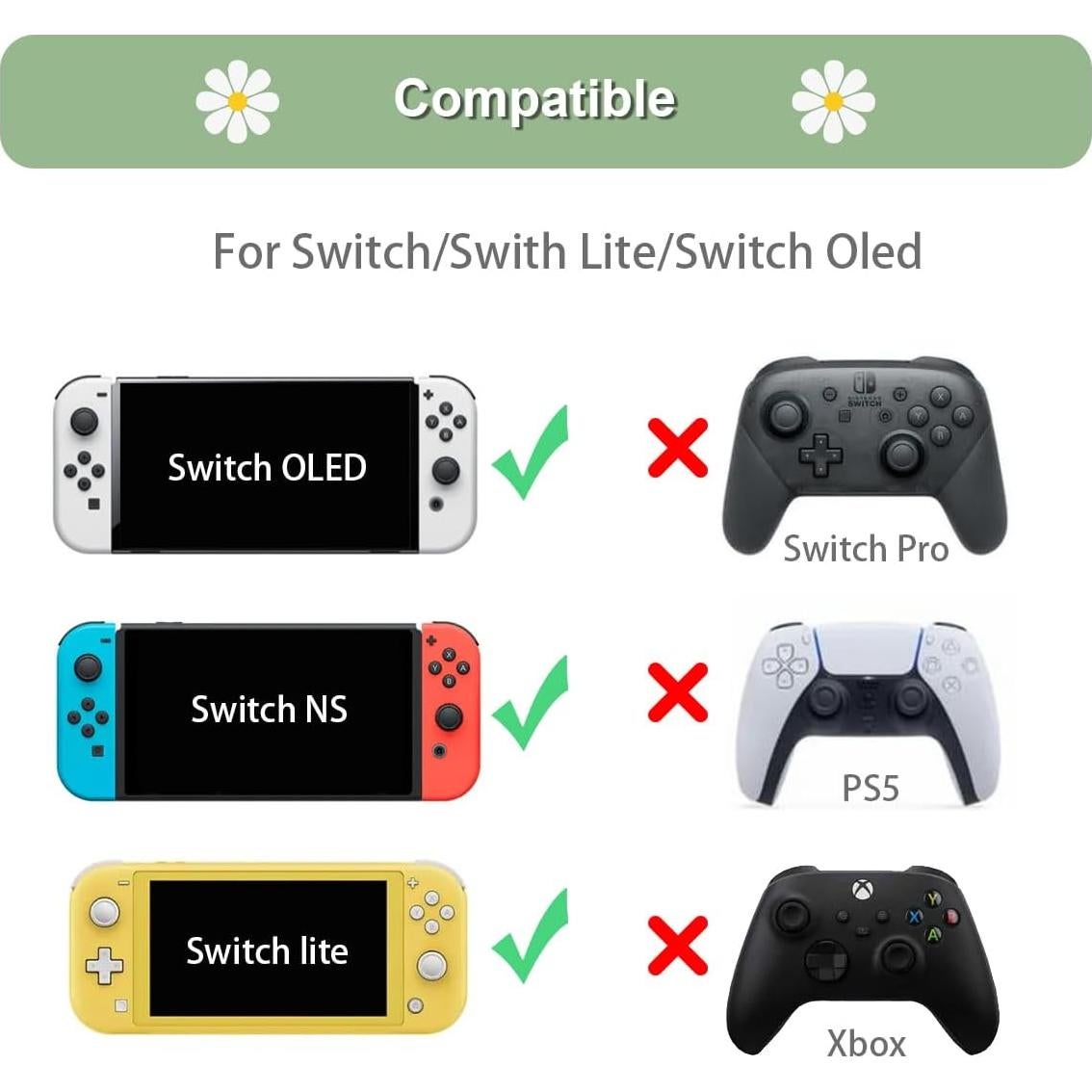 Tapas de agarre para pulgar Cozy Daisy para Nintendo Switch