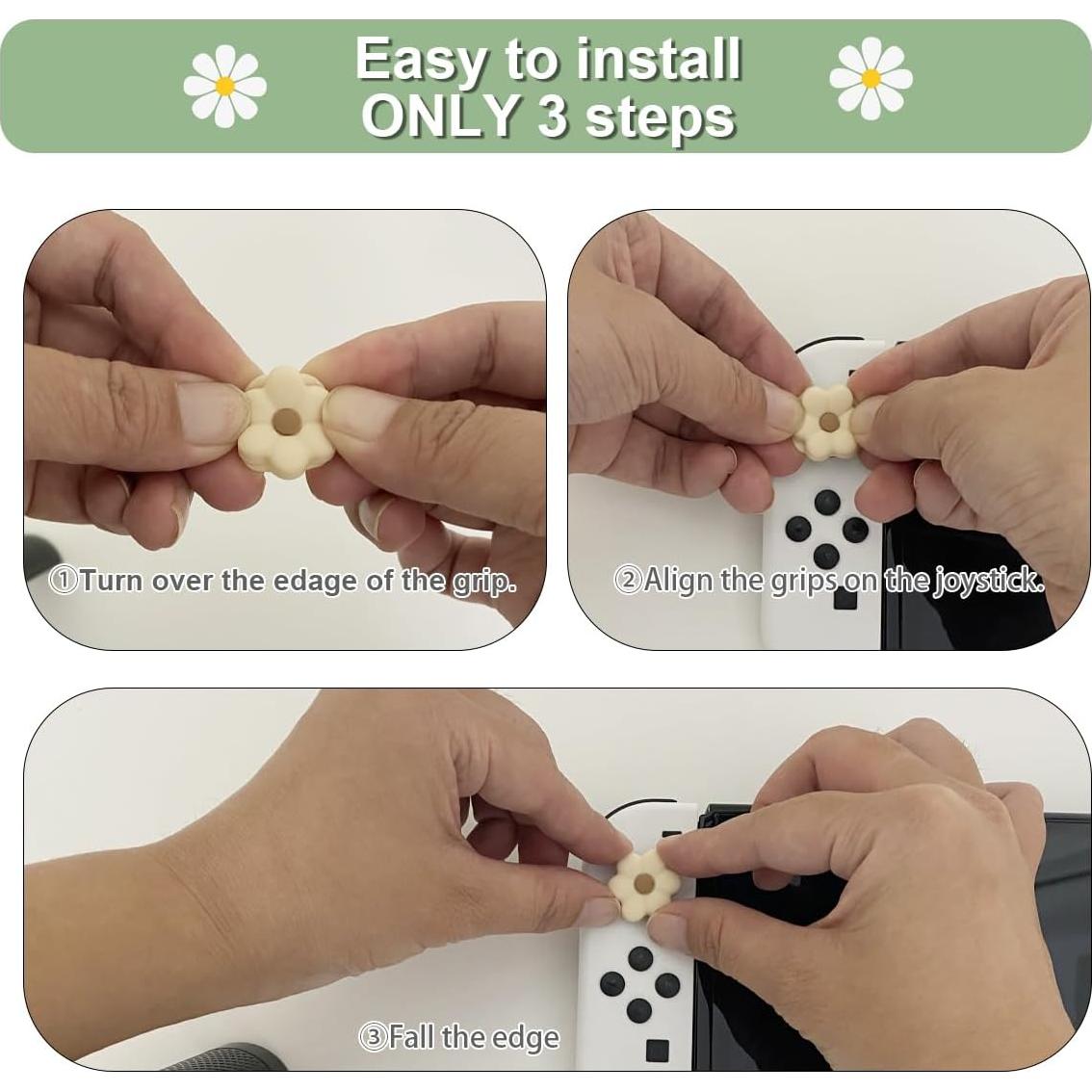 Tapas de agarre para pulgar Cozy Daisy para Nintendo Switch