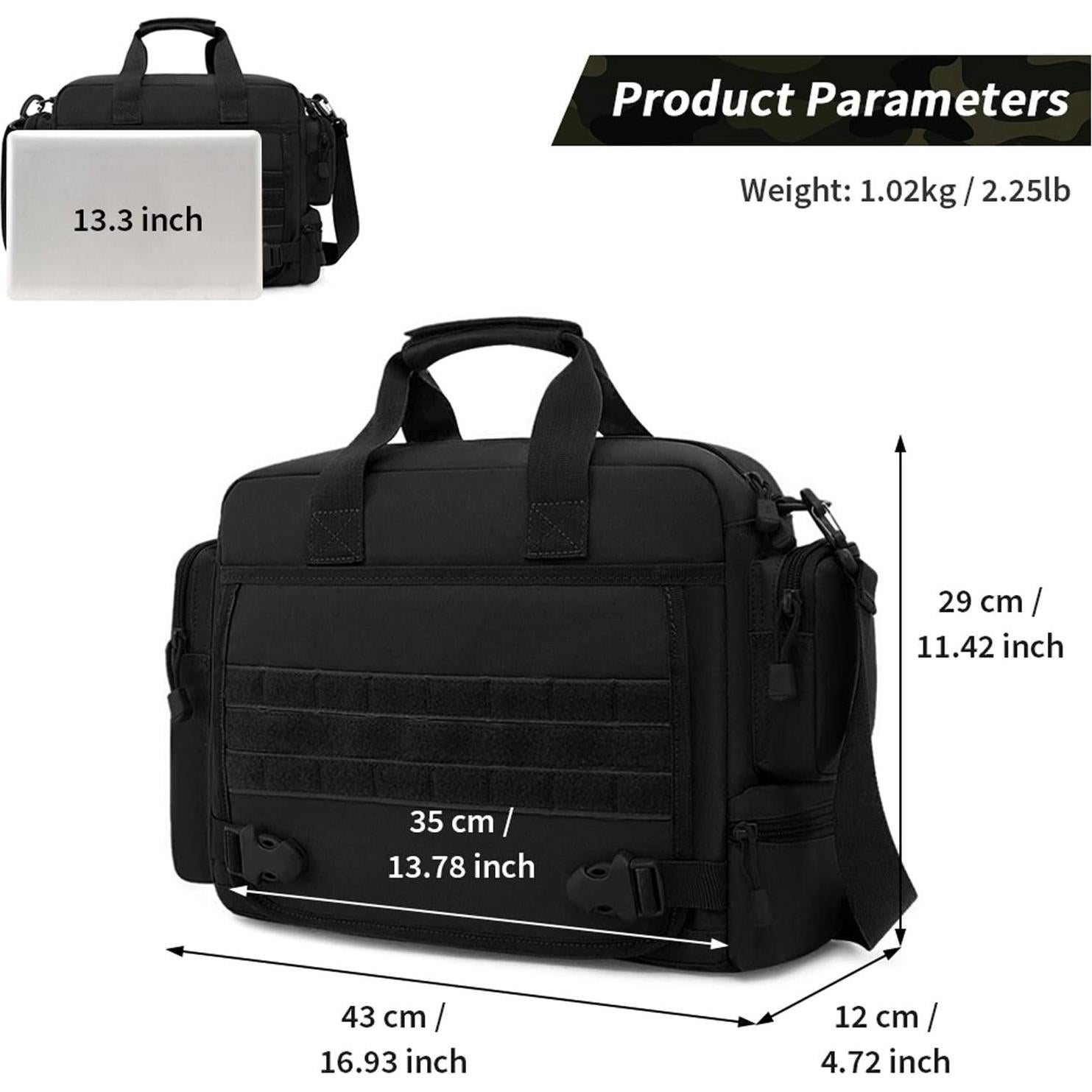 Maletín Táctico CamGo para Laptop 34x10x26cm Negro
