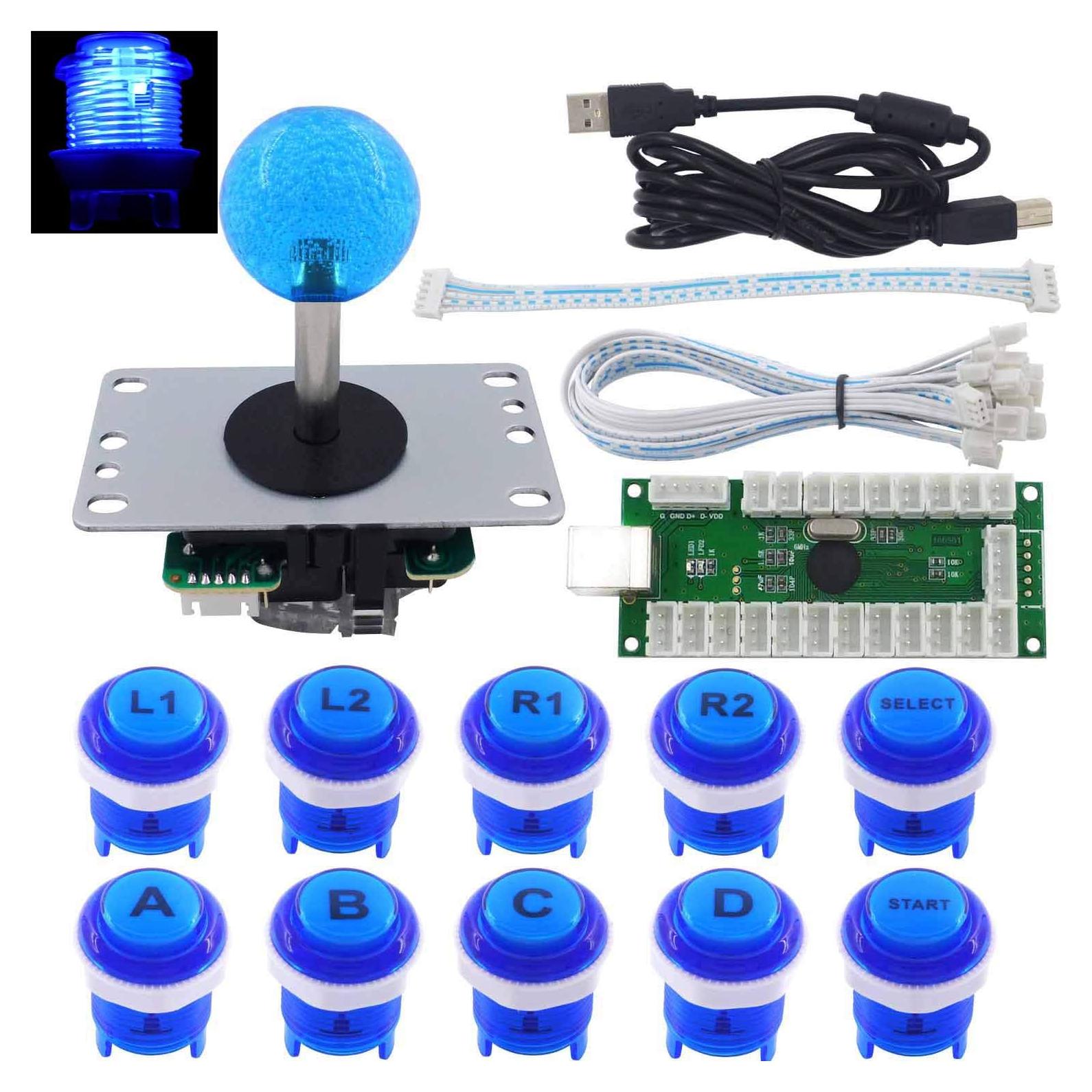 Kit Arcade Stick SJ@JX 10 Botones LED USB para PC