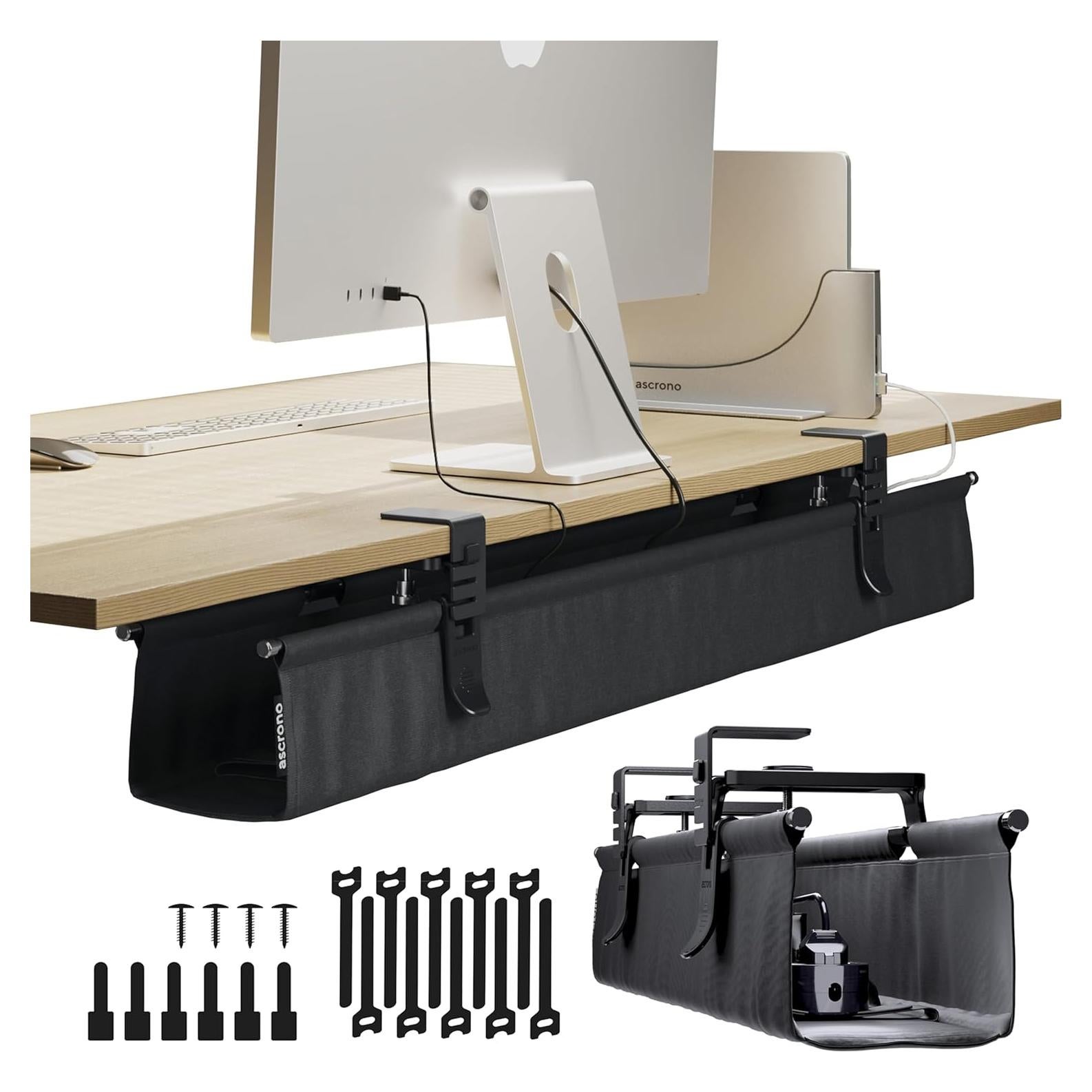 Bandeja de Gestión de Cables Ascrono Grande 40.6" Negra