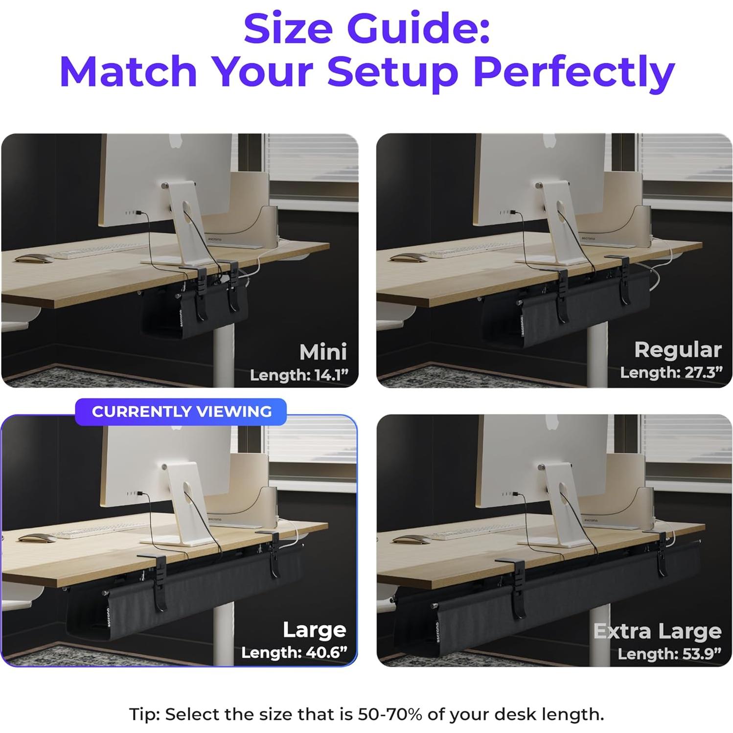 Bandeja de Gestión de Cables Ascrono Grande 40.6" Negra