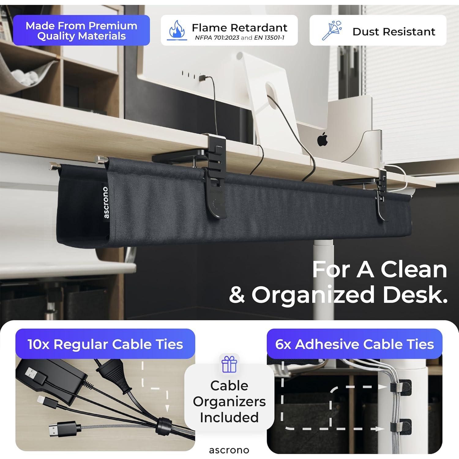 Bandeja de Gestión de Cables Ascrono Grande 40.6" Negra