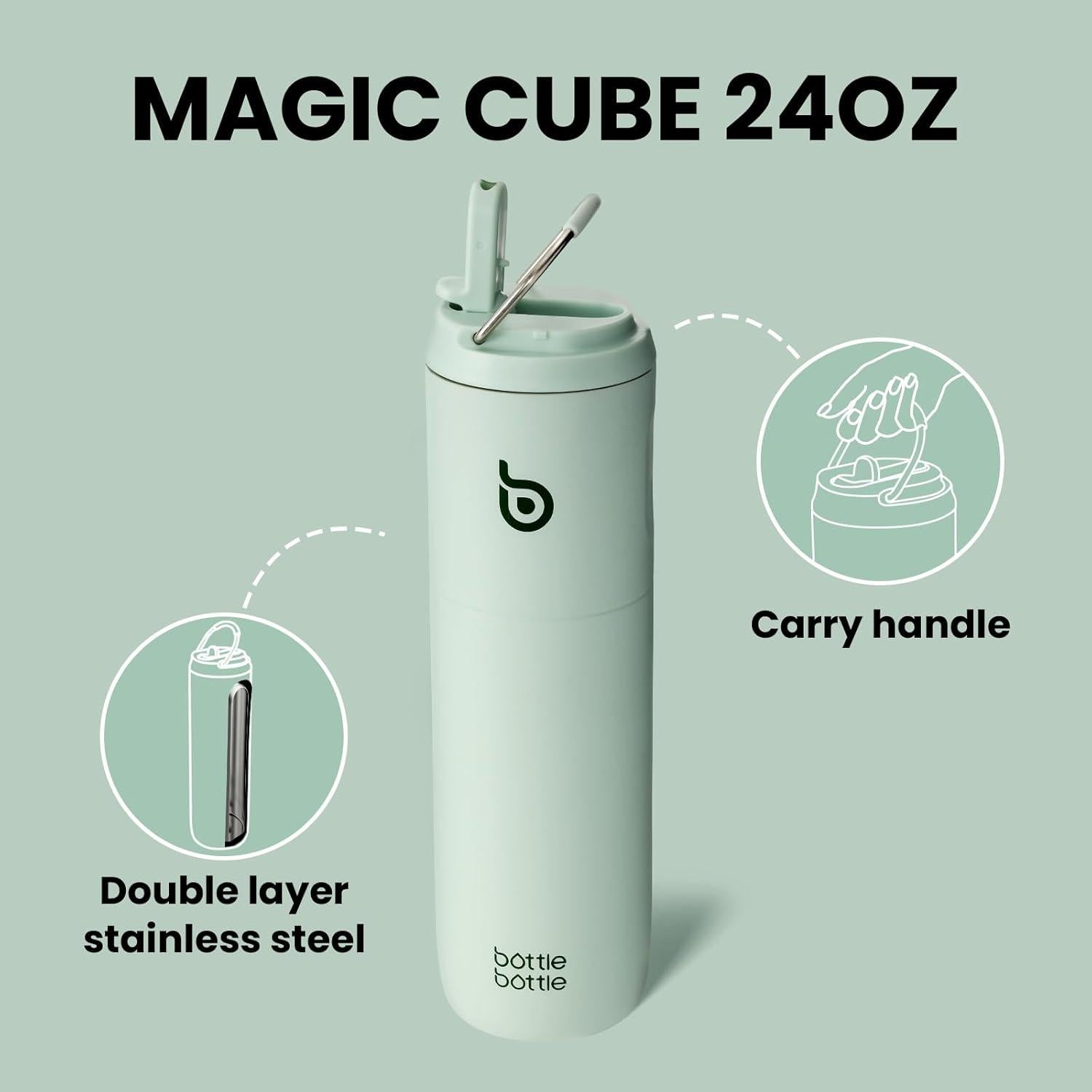 Botella de Agua Aislada BOTELLA BOTELLA 1.5L con Pajita