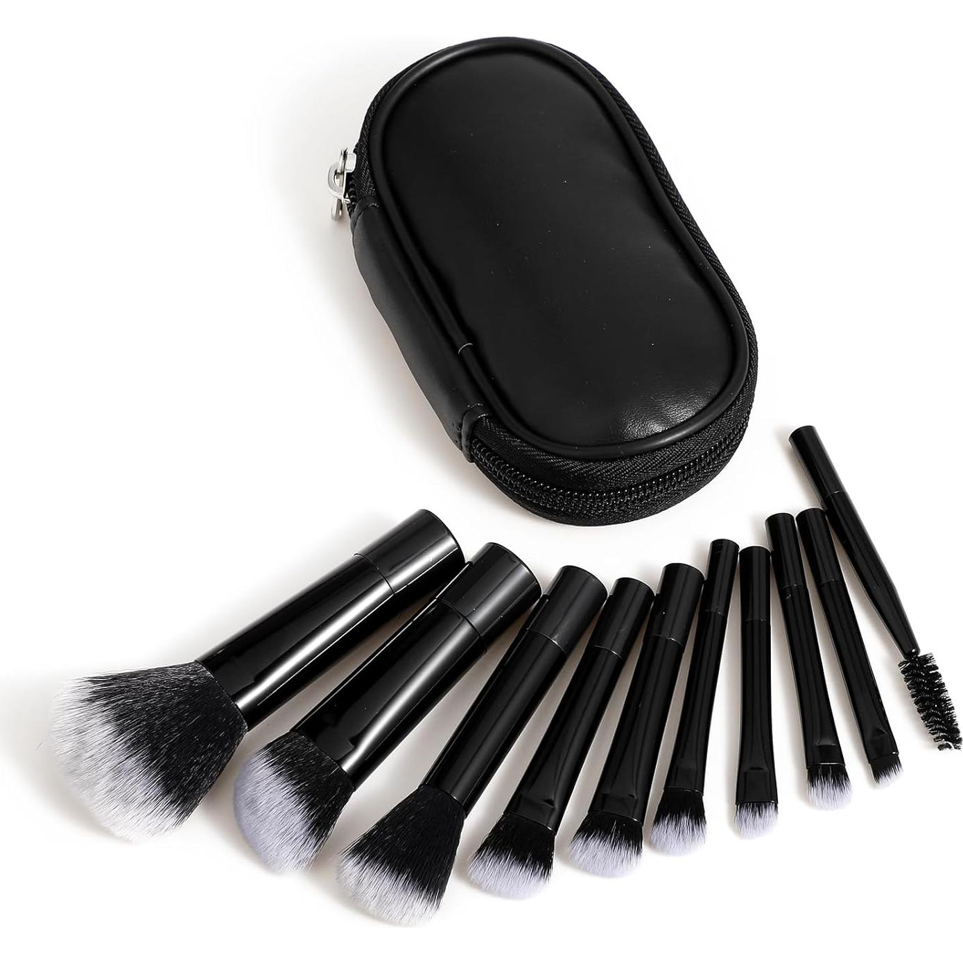 Juego de 10 Brochas de Maquillaje Yolev con Bolsa Portátil