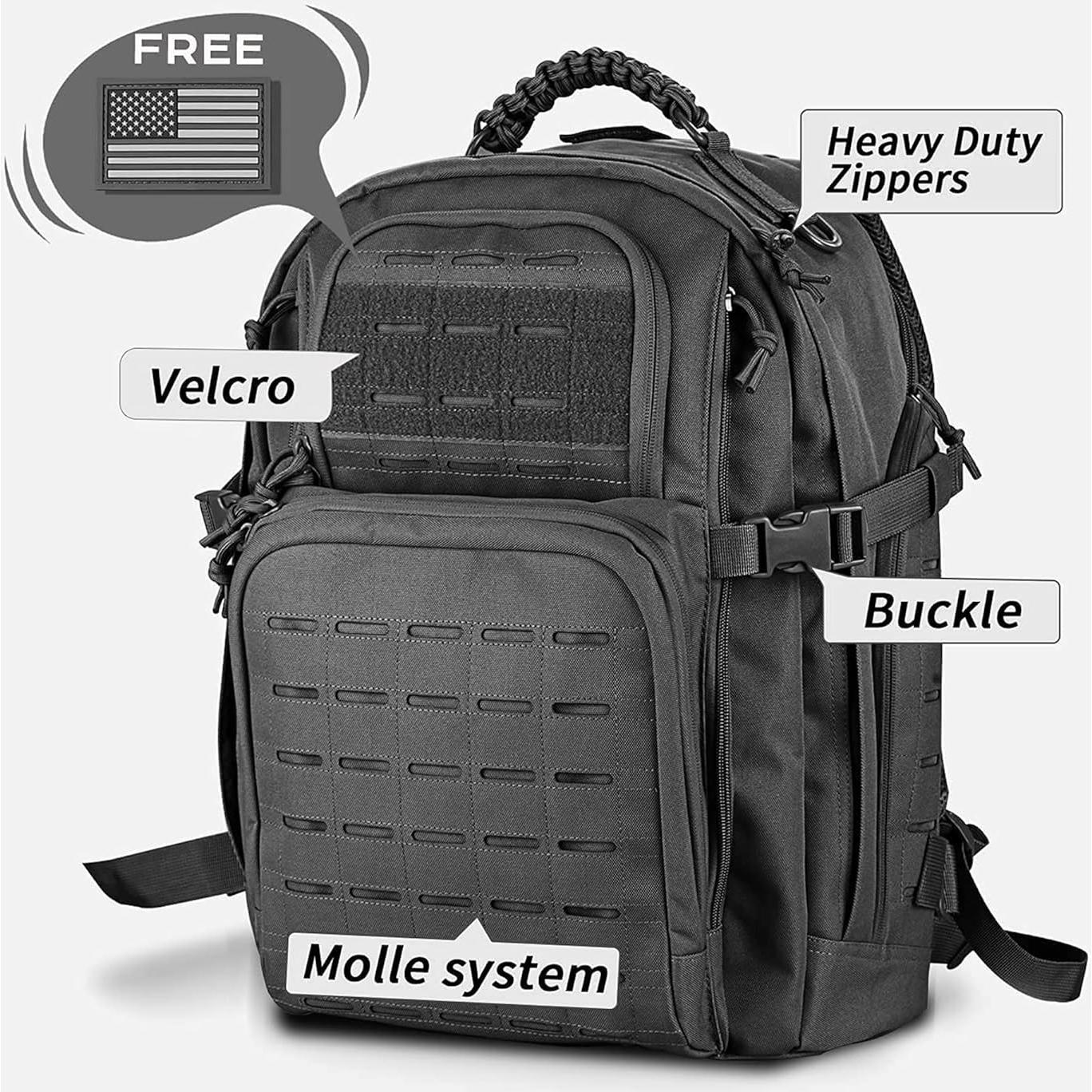 Mochila Táctica Militar WINCENT 45L Negra para Camping