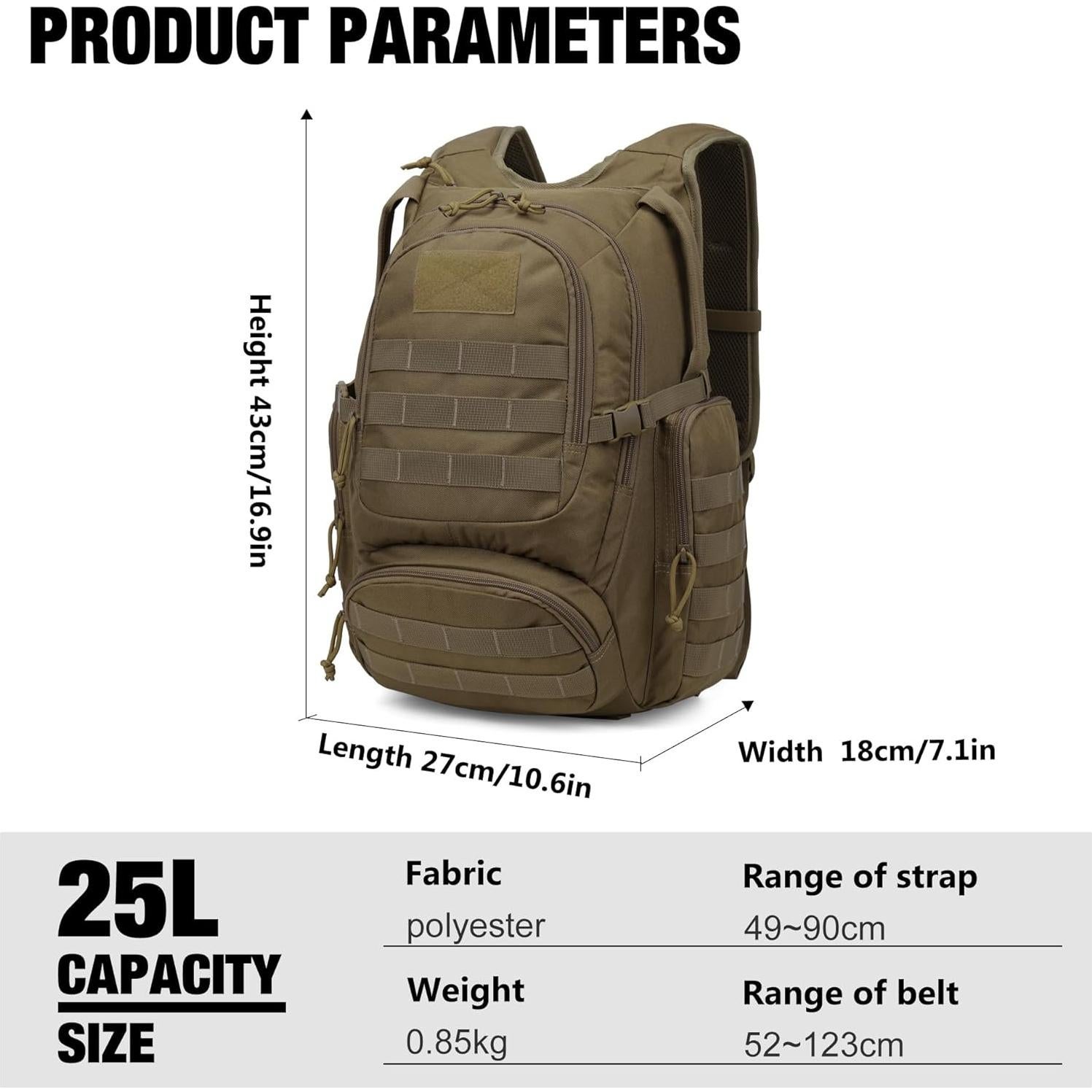 Mochila Táctica Mardingtop 25L para Senderismo y Camping